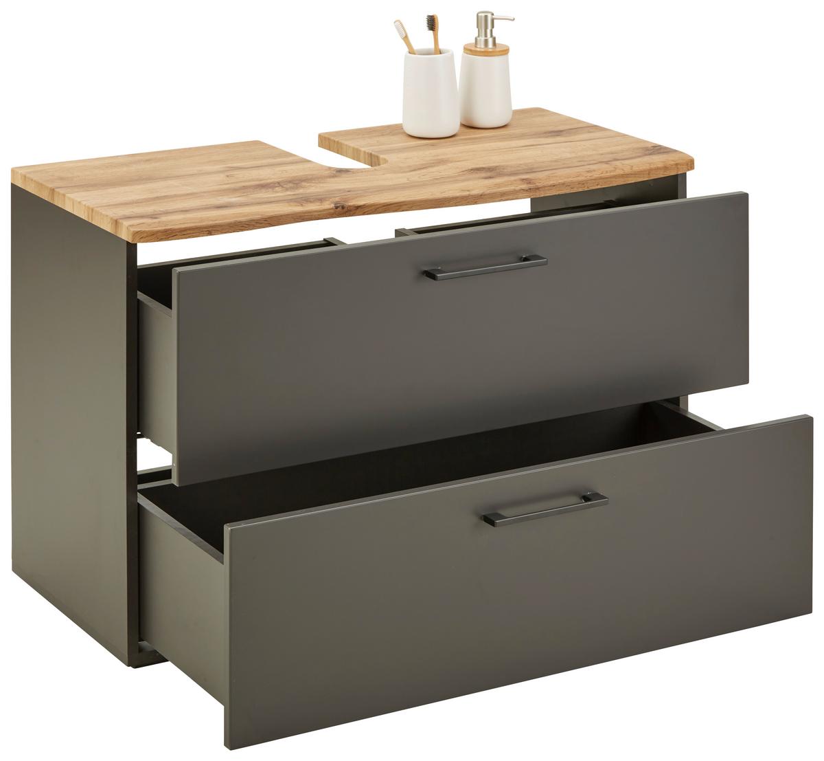 Omarica Za Pod Umivalnik Timber, Hrast, Temno Siva - Moderno, kovina/umetna masa (90/61/45cm) - Premium Living