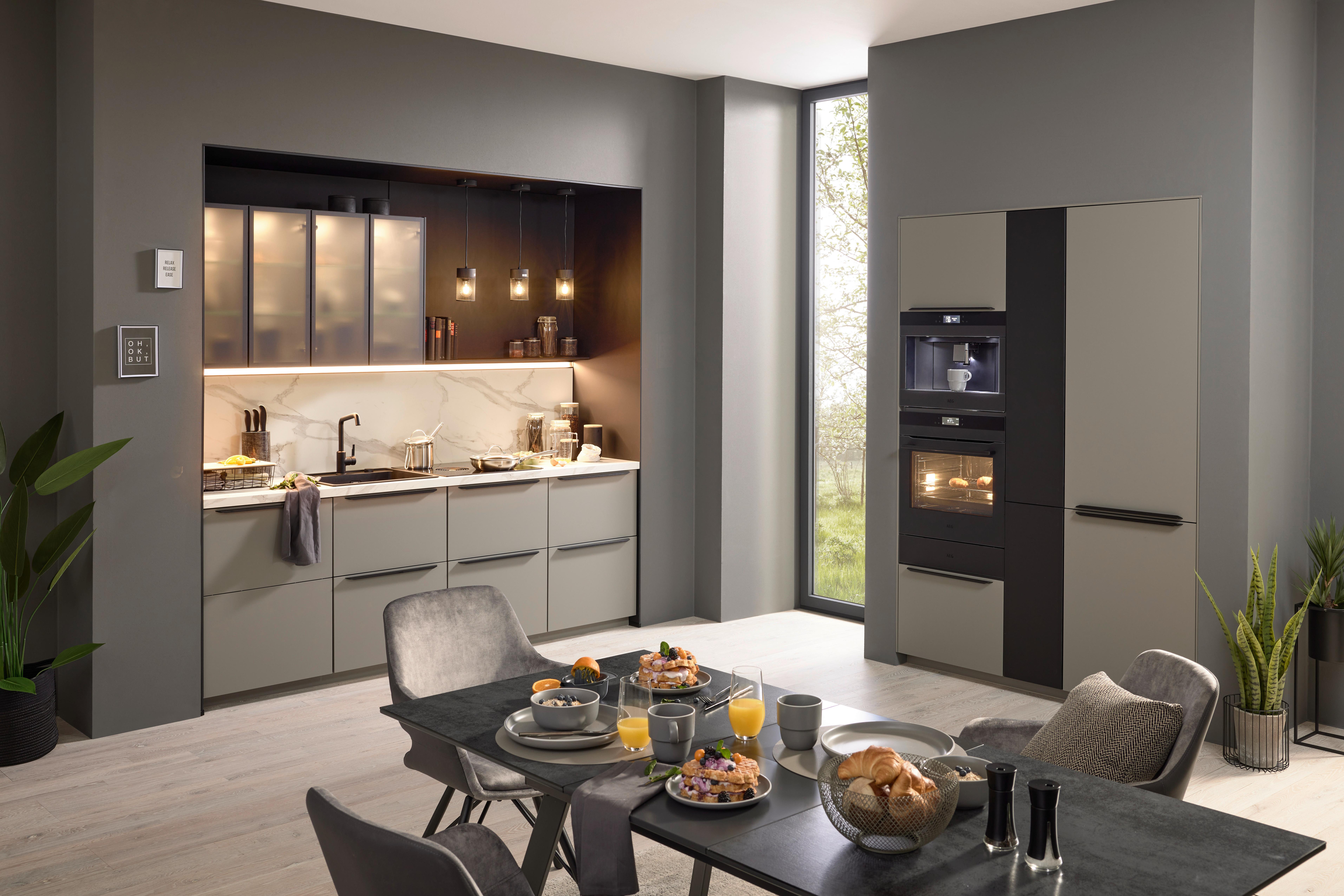 Kuhinja Easytouch - taupe, Moderno (153/242cm) - Nobilia