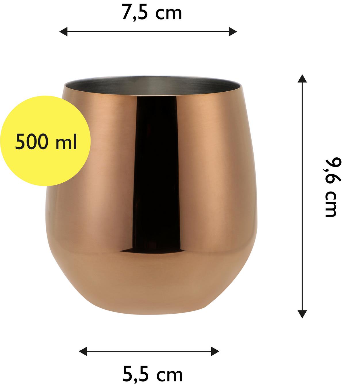Kozarec Za Vino Wine, 2 Kos - barve bakra, Basics, kovina (7,5/7,5/9,6cm) - Echtwerk