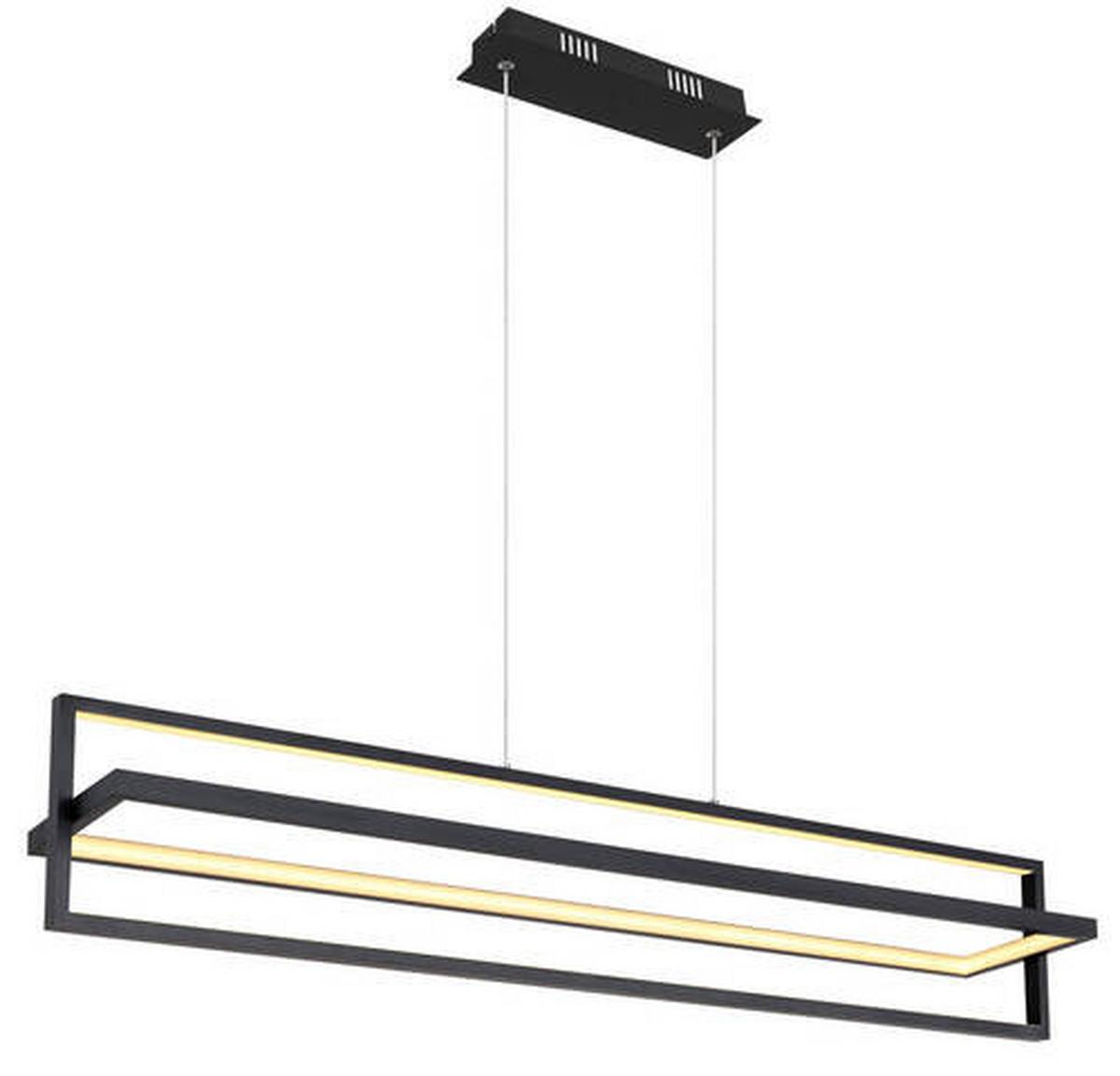 Hängeleuchte Flips Opal/Schwarz max. 43 Watt - Opal/Schwarz, Trend, Kunststoff/Metall (102/18/120cm) - Globo