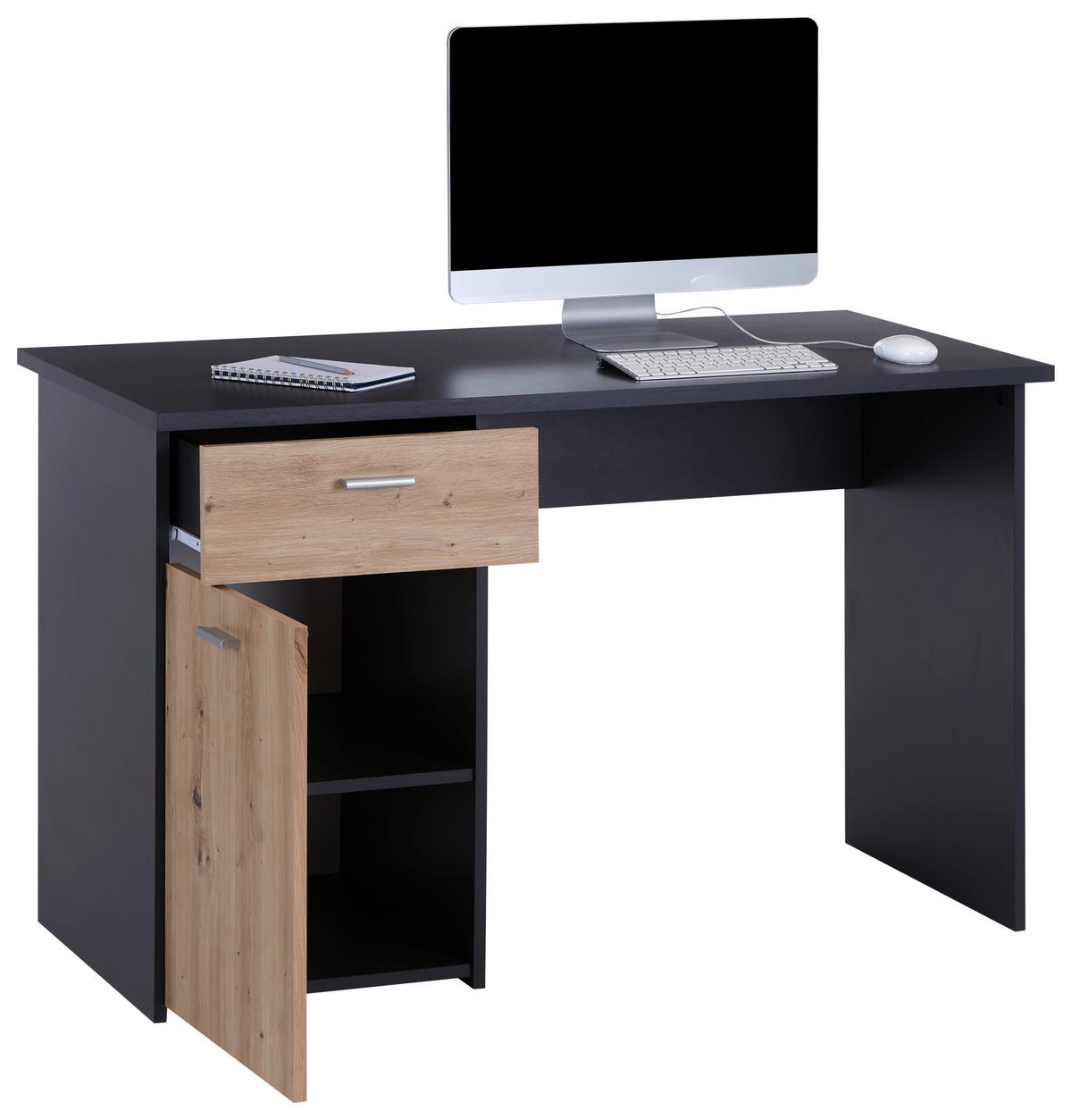 Pisalna Miza Simon Antracit, Barva Hrasta - barve aluminija/antracit, Moderno, umetna masa/leseni material (120/75,5/60cm) - Mömax