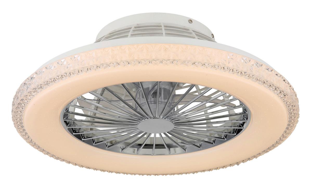 Stropni Ventilator 03654 - barve kroma/bela, Basics, kovina/umetna masa (50/17,5cm) - Globo