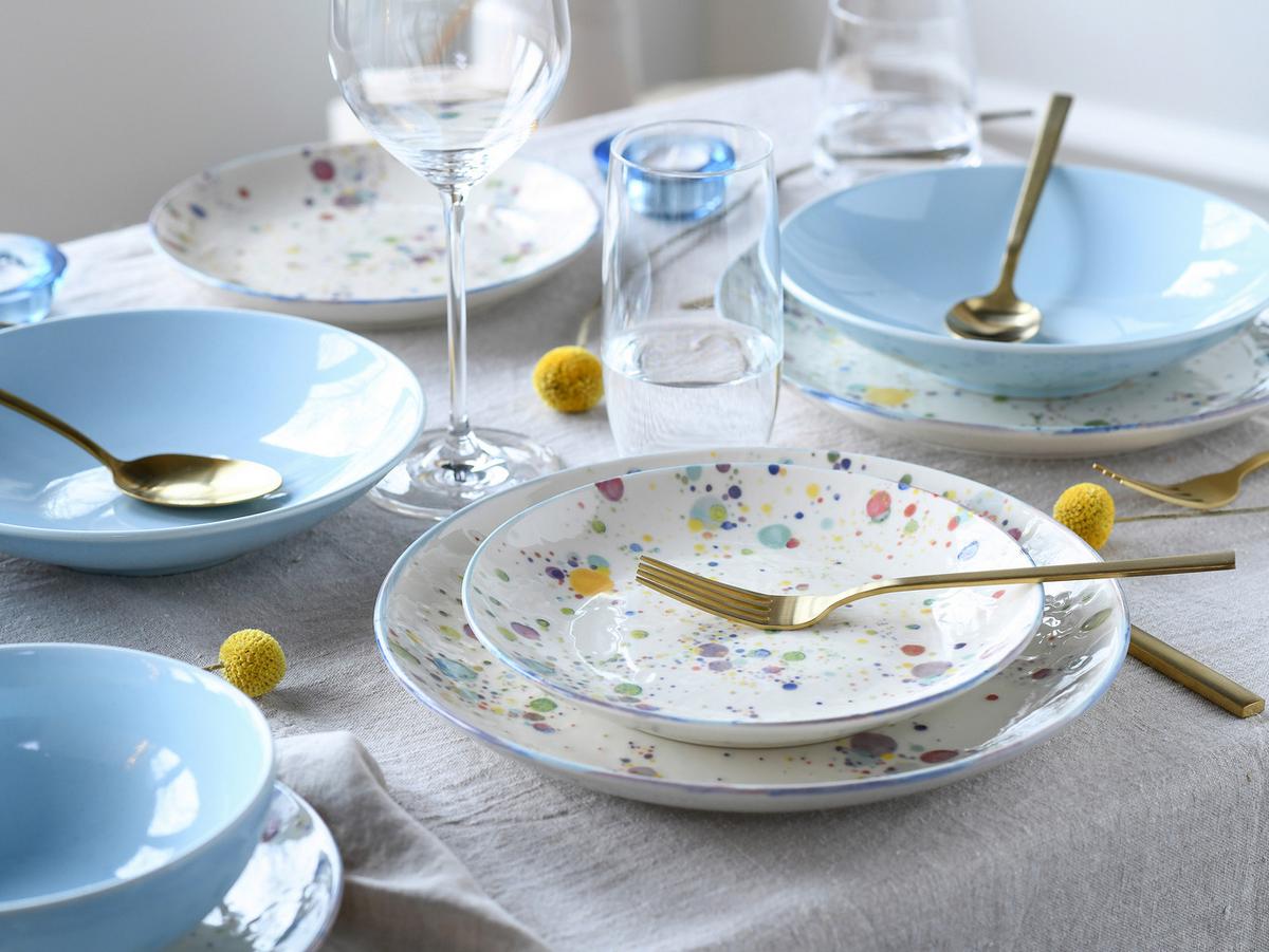 Jedilni Servis Candy Drop Bunt, 12-Delni - svetlo modra/bela, Basics, keramika - Creatable