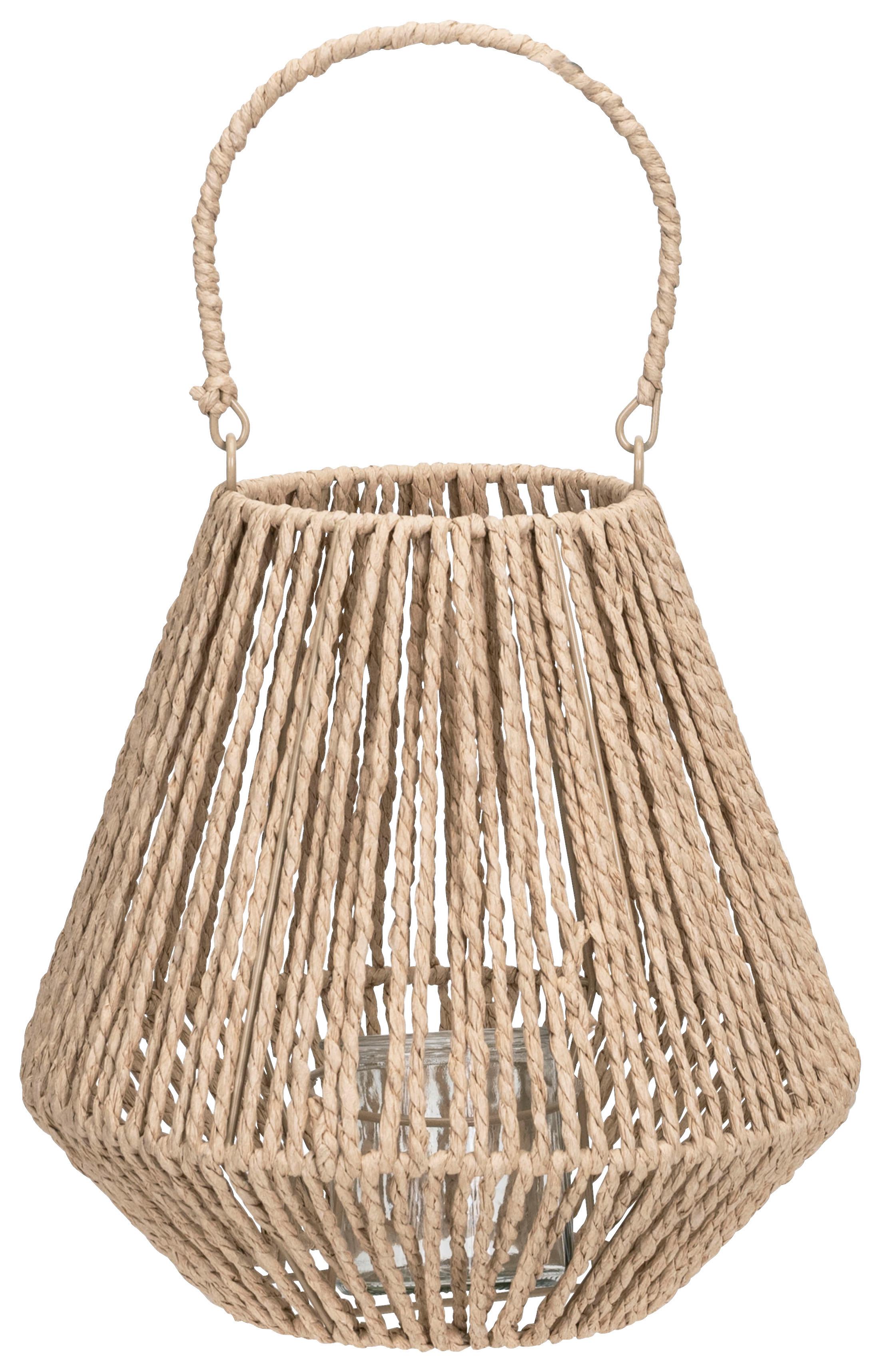 Lámpás Stripe - natúr színű, Üveg/fém (26,5/25,5/26,5cm) - Modern Living