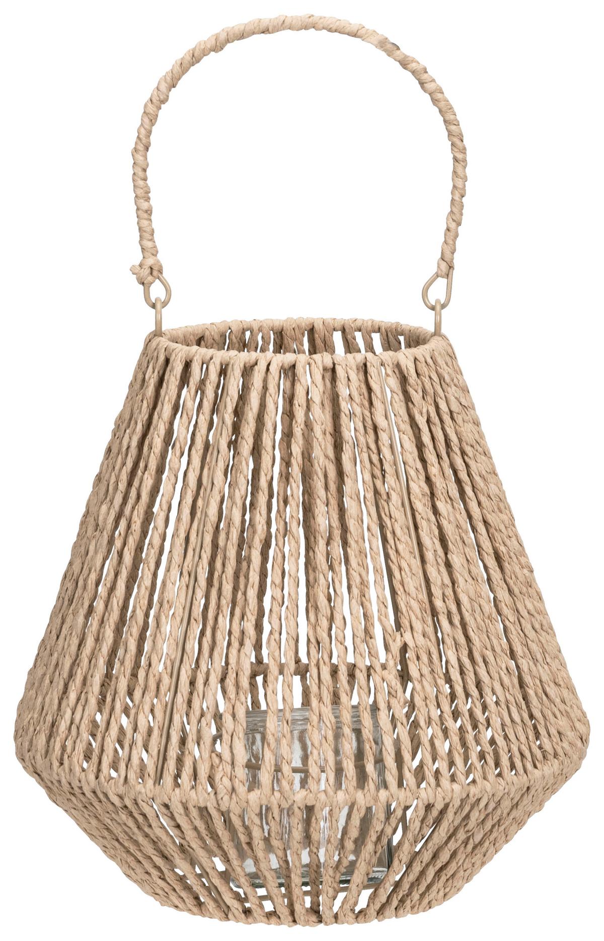 Lámpás Stripe - natúr színű, Üveg/fém (26,5/25,5/26,5cm) - Modern Living