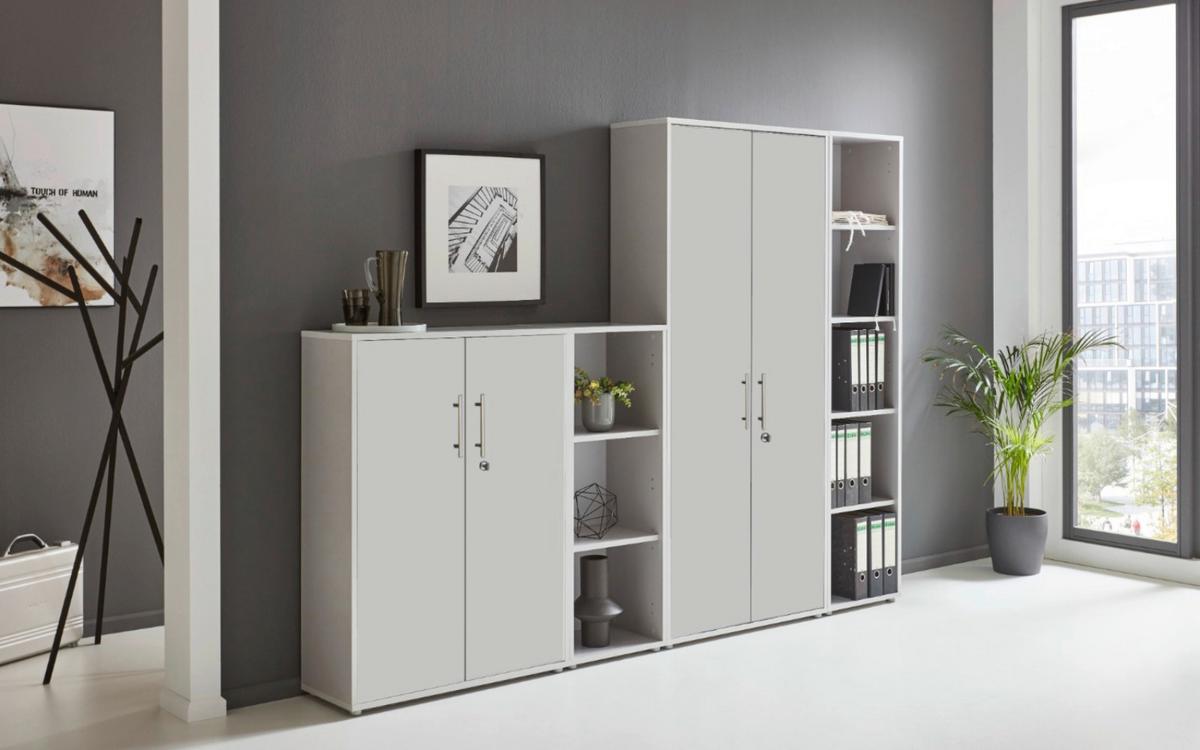 AKTENSCHRANK OFFICE EDITION - SW SET 4 - Hellgrau/Grau, MODERN, Holzwerkstoff (128,5/185,6/33cm) - MID.YOU