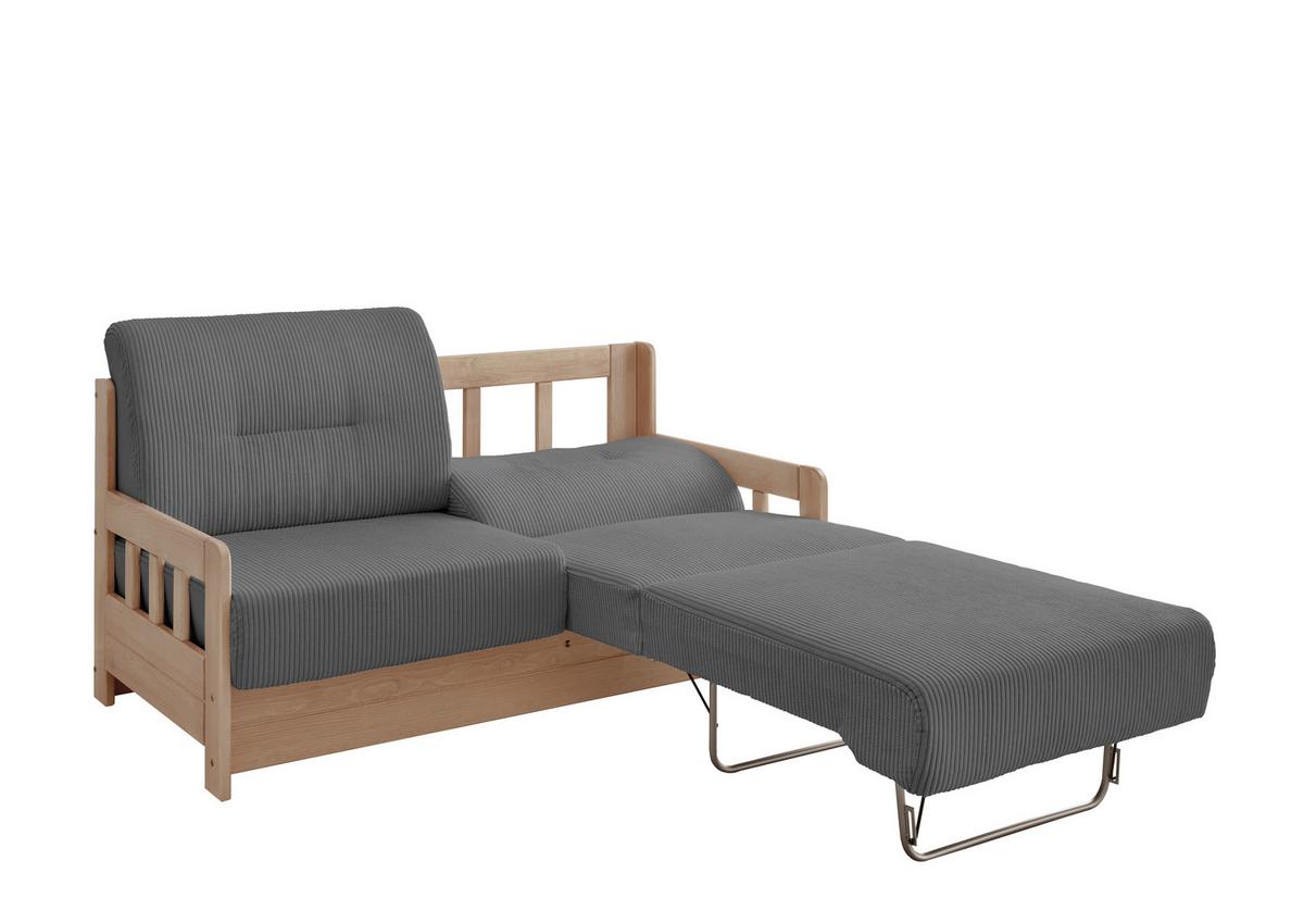Schlafsofa Camino Holzkorpus Grau/Natur - Naturfarben/Grau, MODERN, Holz/Textil (154/88/90cm) - Livetastic