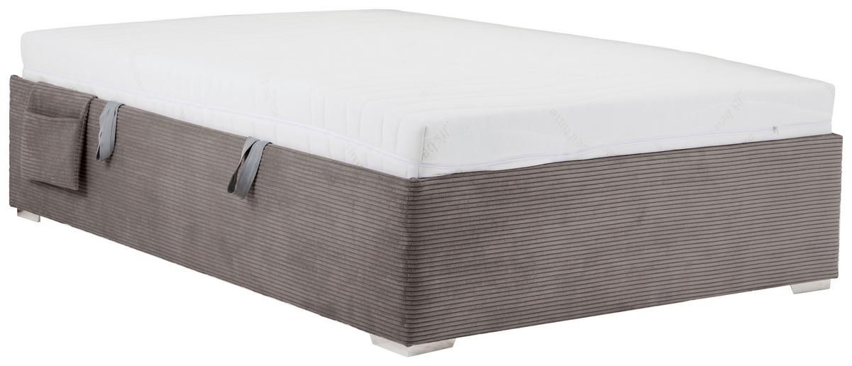 Bett Remi Grau ca. 140x200cm - Chromfarben/Naturfarben, KONVENTIONELL, Holz/Kunststoff (140/200cm) - Mömax
