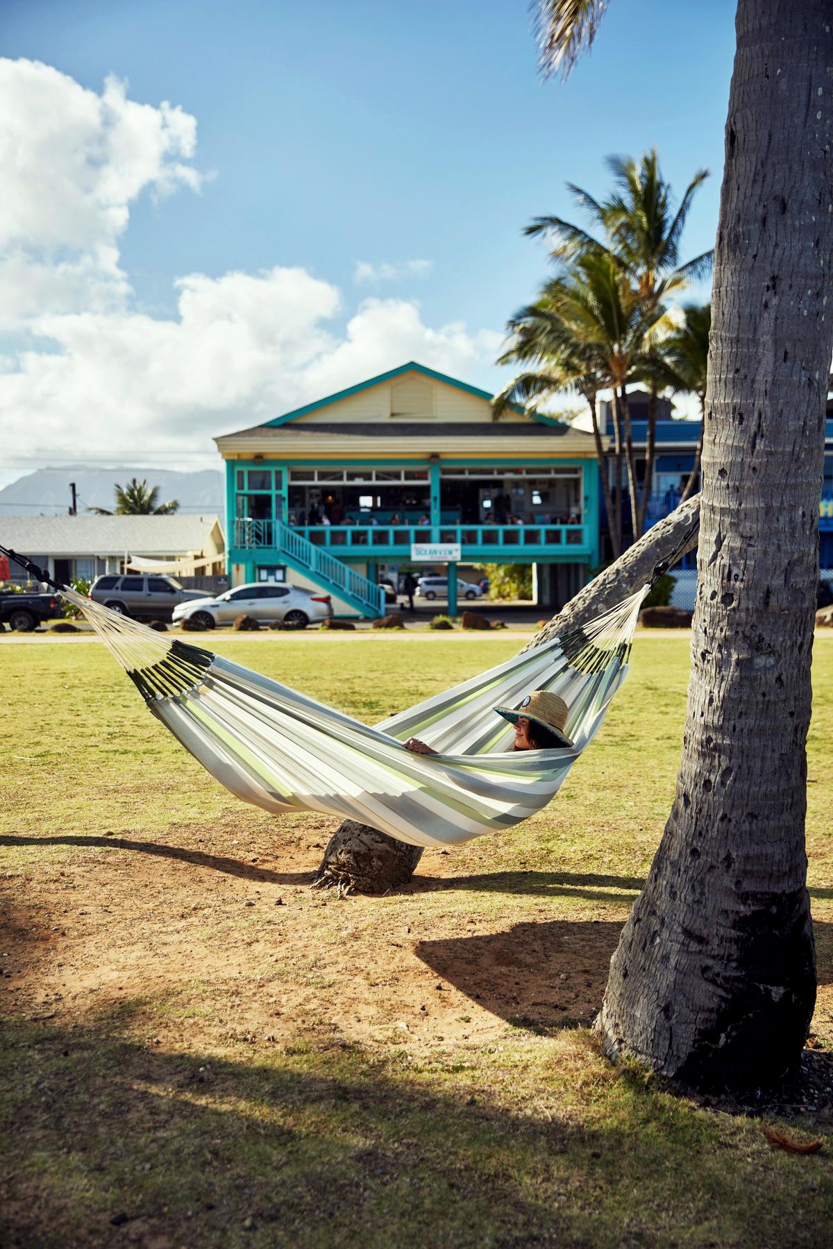 Hängematte Classic Double Hammock Outdoor Weiß/Grün - Weiß/Hellgrün, KONVENTIONELL, Textil (160/350cm) - La Siesta