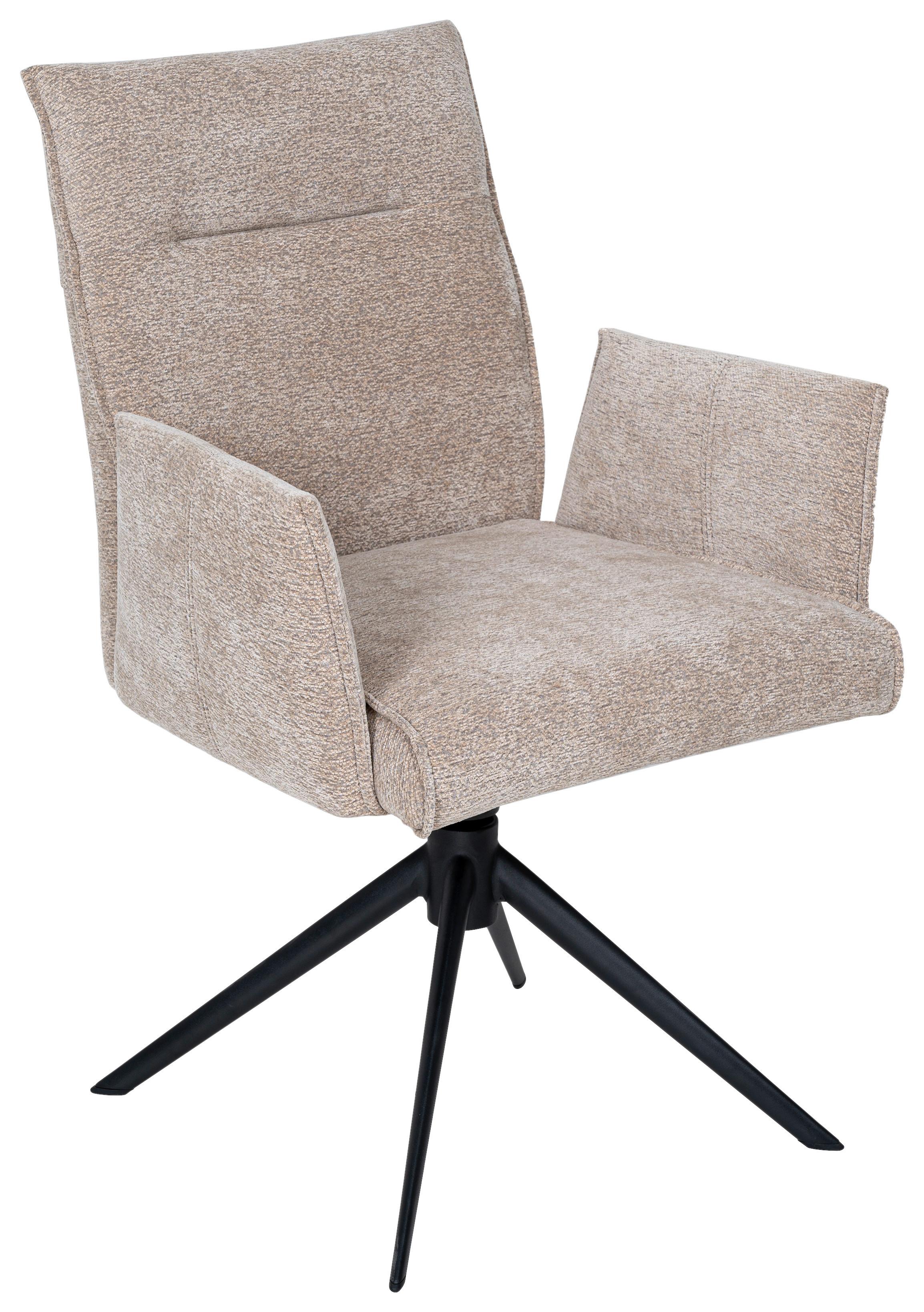 KRZESŁO Z PODŁOKIETNIKAMI MARIANNE -EXKLUSIV- - czarny/taupe, Design, metal/tkanina (58/91/58,5cm) - Valnatura