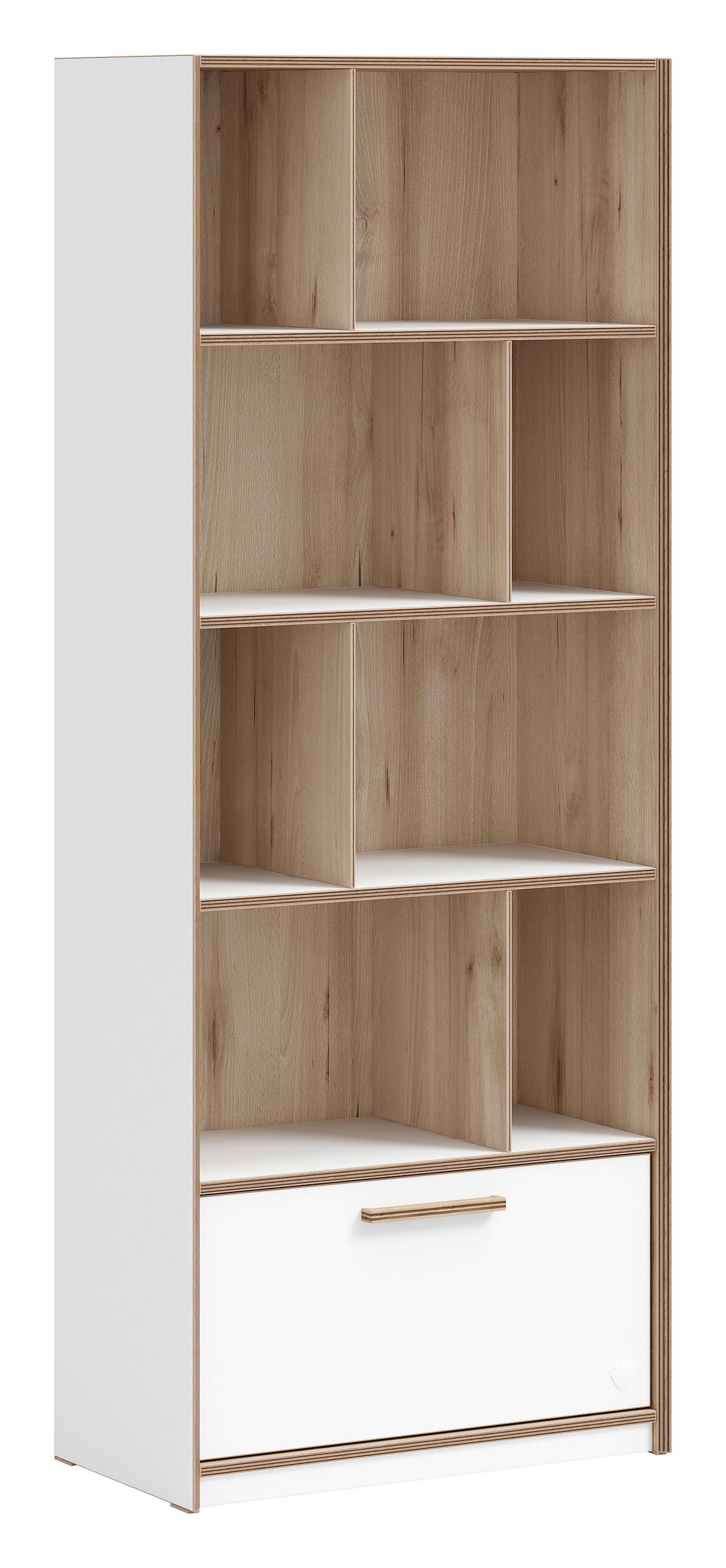 Álló Polc Modera - natúr színű/fehér, Modern, műanyag/faalapú anyag (70/181/38cm)