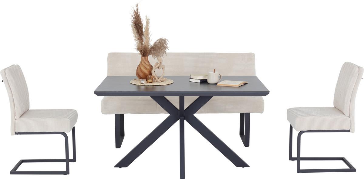 Jedilna Miza Steve 2, Črna, 140x90 Cm - črna, Moderno, kovina/leseni material (140/76/90cm)