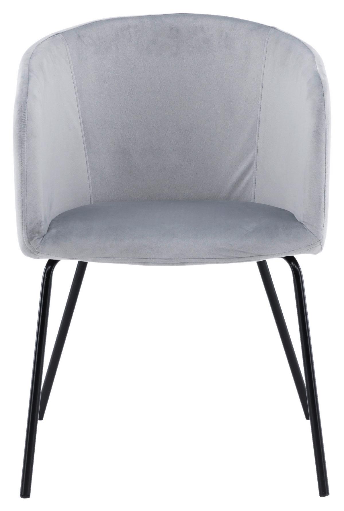 Stuhl Berit ca. 55x78x55 cm Hellgrau - Hellgrau/Schwarz, Design, Textil/Metall (55/78/55cm) - Livetastic