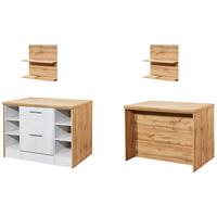 Kücheninsel Anton ca.124x91x90 cm Weiß, Lärchefarben - Wildeiche/Edelstahlfarben, LIFESTYLE, Holzwerkstoff/Metall (124/91/90cm) - Respekta