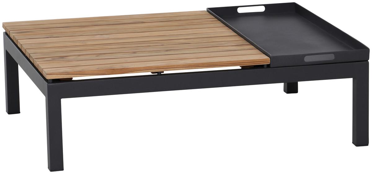 LOUNGETISCH M04118 - Anthrazit/Teakfarben, MODERN, Holz/Metall (102/70/27,5cm) - Siena Garden