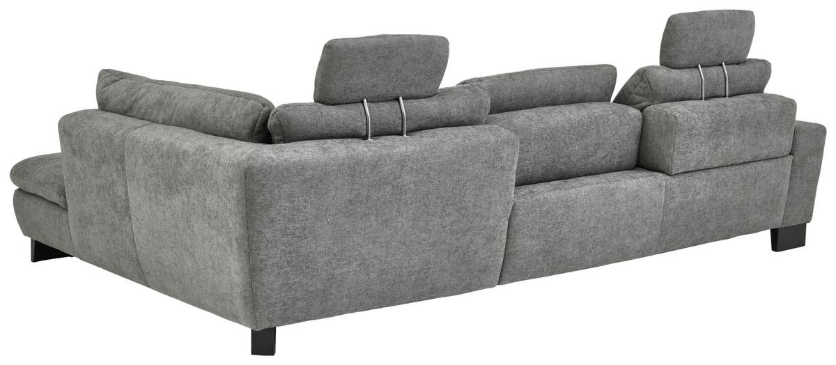 Ecksofa Lando Grau - Schwarz/Grau, MODERN, Textil/Metall (289/84/197cm) - Premium Living