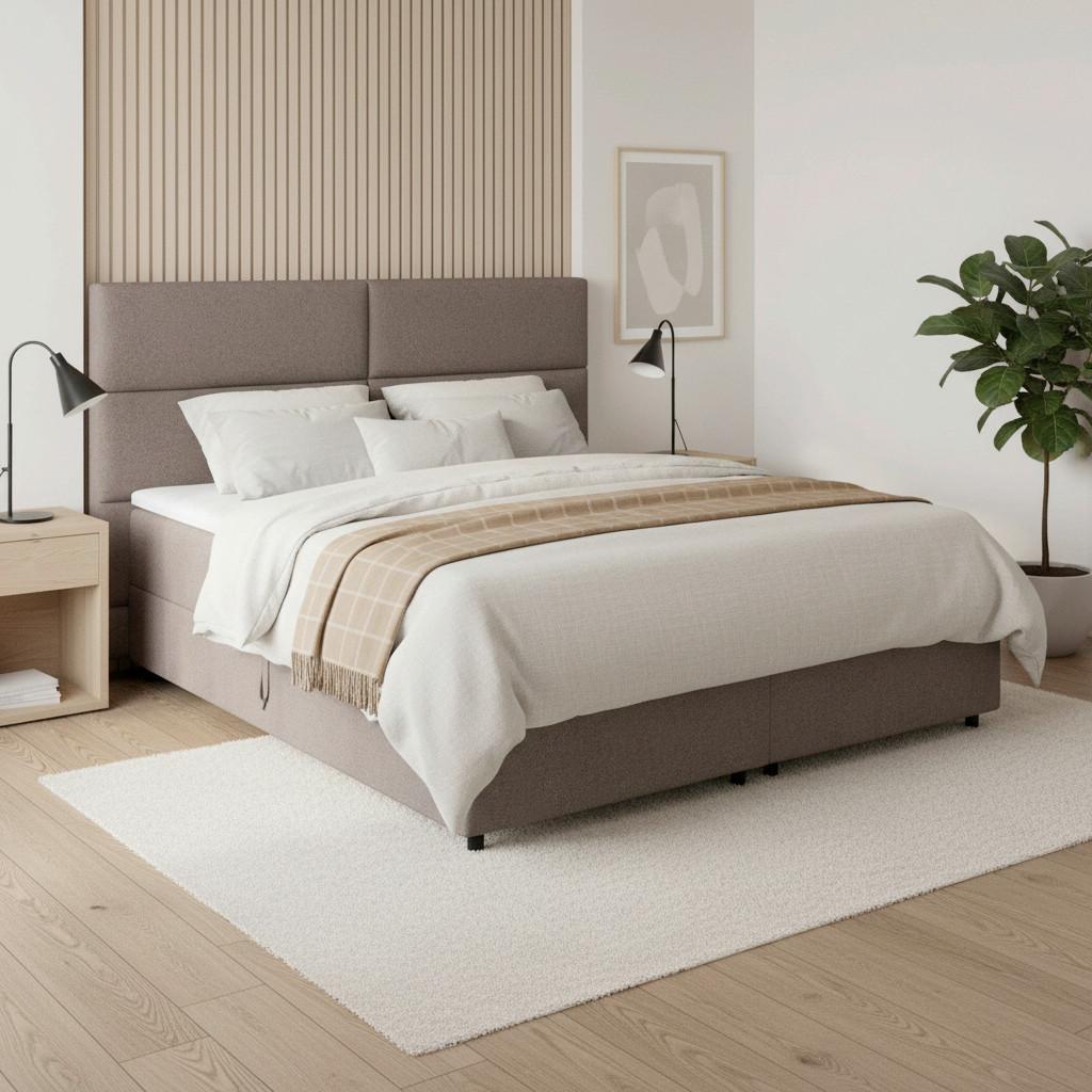 Postelja Z Vzmetnico Lily, Rjava, 180x200 - črna/mocha rjava, Moderno, tekstil/les (180/200cm) - Bessagi Home