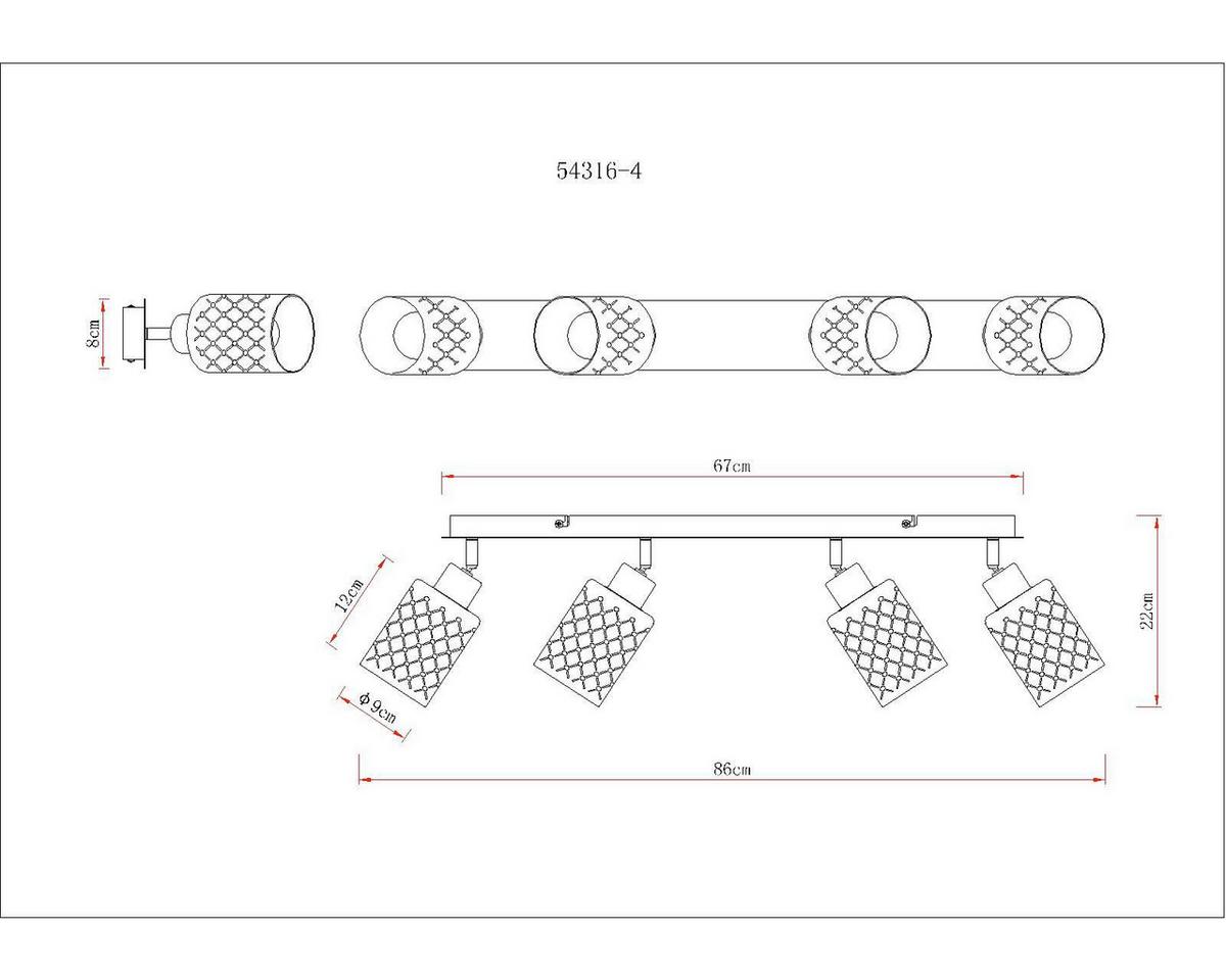 STRAHLER 54316-4  ALONSO - Klar/Chromfarben, Basics, Glas/Metall (86/9/22cm) - Globo