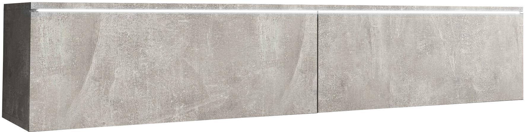 TV-Lowboard mit LED ca. 140x30 cm Beton Optik - Grau, LIFESTYLE, Holzwerkstoff/Kunststoff (140/30/33cm) - P & B