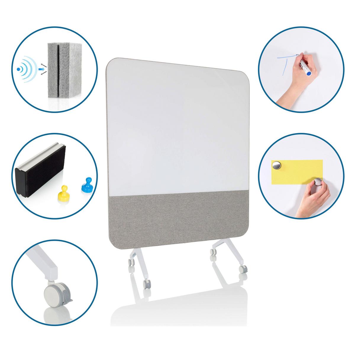 Pregradna Stena Vision Board, Siva - siva, Basics, umetna masa/steklo (120/164/60cm) - MID.YOU