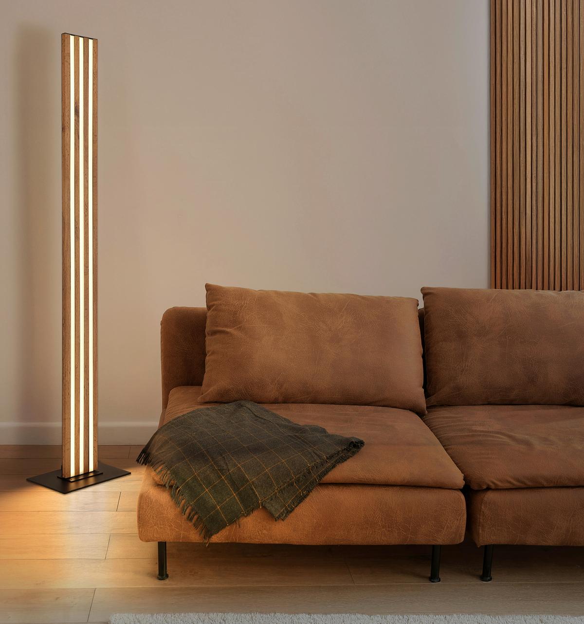 Led Svjetiljka Podna 67347s  Hayden - tamno smeđa/crna, Design, drvni materijal/metal (30/18/140cm) - Globo