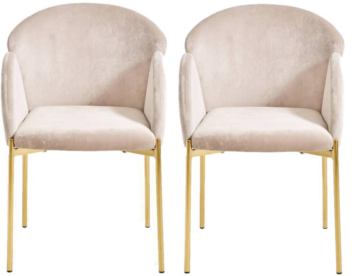 ZESTAW KRZESEŁ Z PODŁOKIETNIK. SUNNY RETRO 2ER SET -TREND- - kolor złoty/taupe, Trend, metal/tkanina (48/79/62cm) - Livetastic