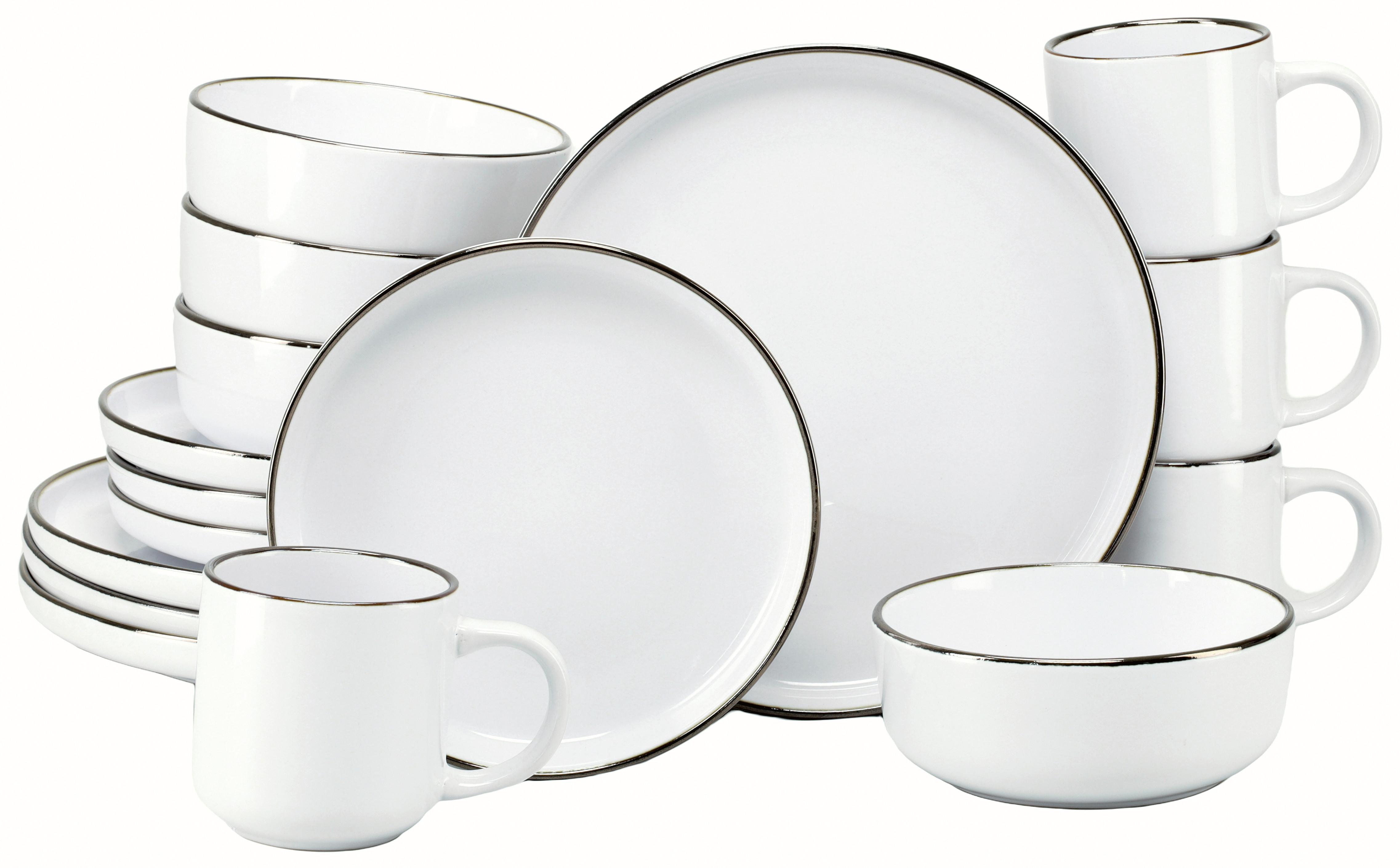 Serviciu de masă Nordic Festive 16/1 - alb/auriu, Basics, ceramică - Creatable