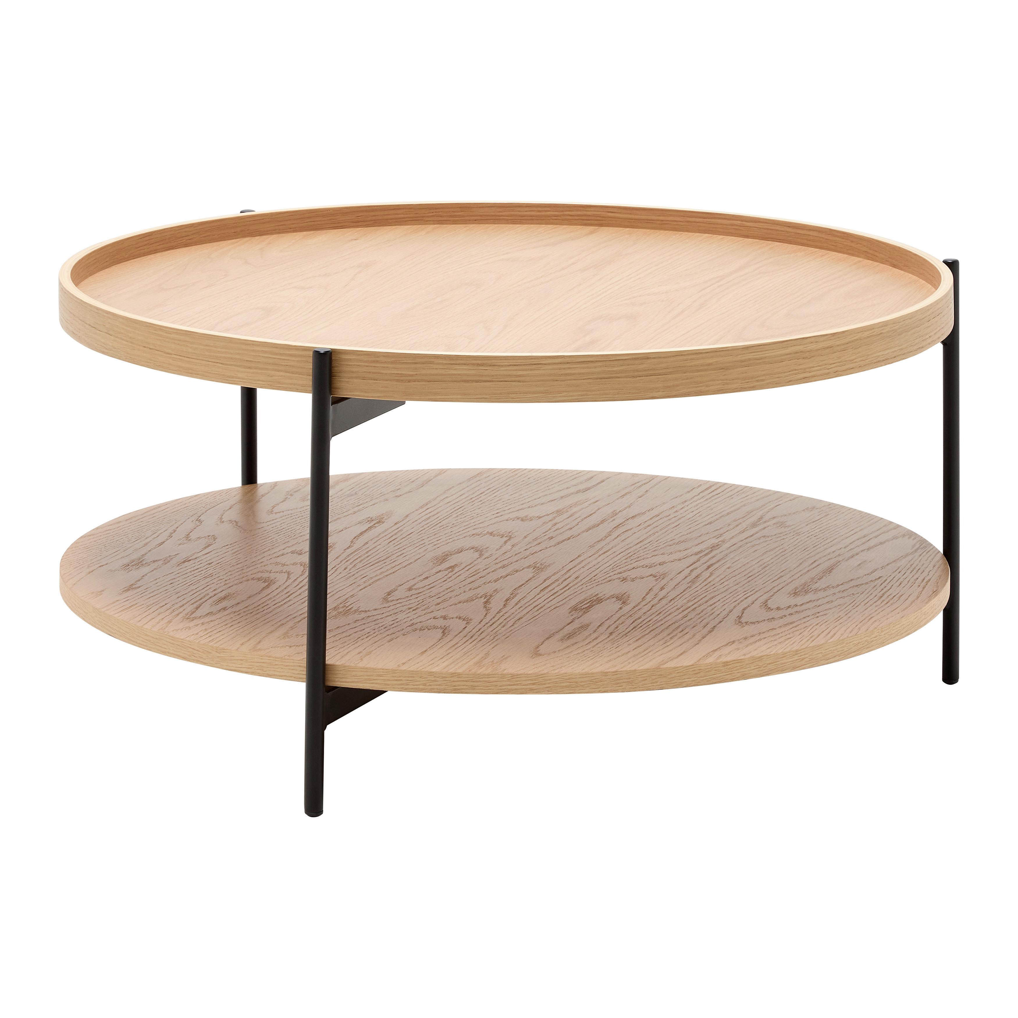 SOFFBORD PLATE - svart/naturfärgad, Modern, metall/trämaterial (80/40/80cm) - Mömax