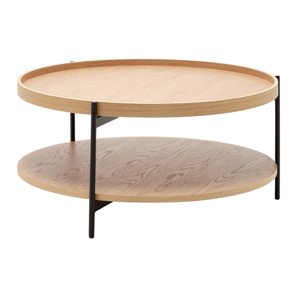 Dohányzóasztal Kerek Plate - natúr színű/fekete, Modern, faalapú anyag/fém (80/40/80cm) - Mömax