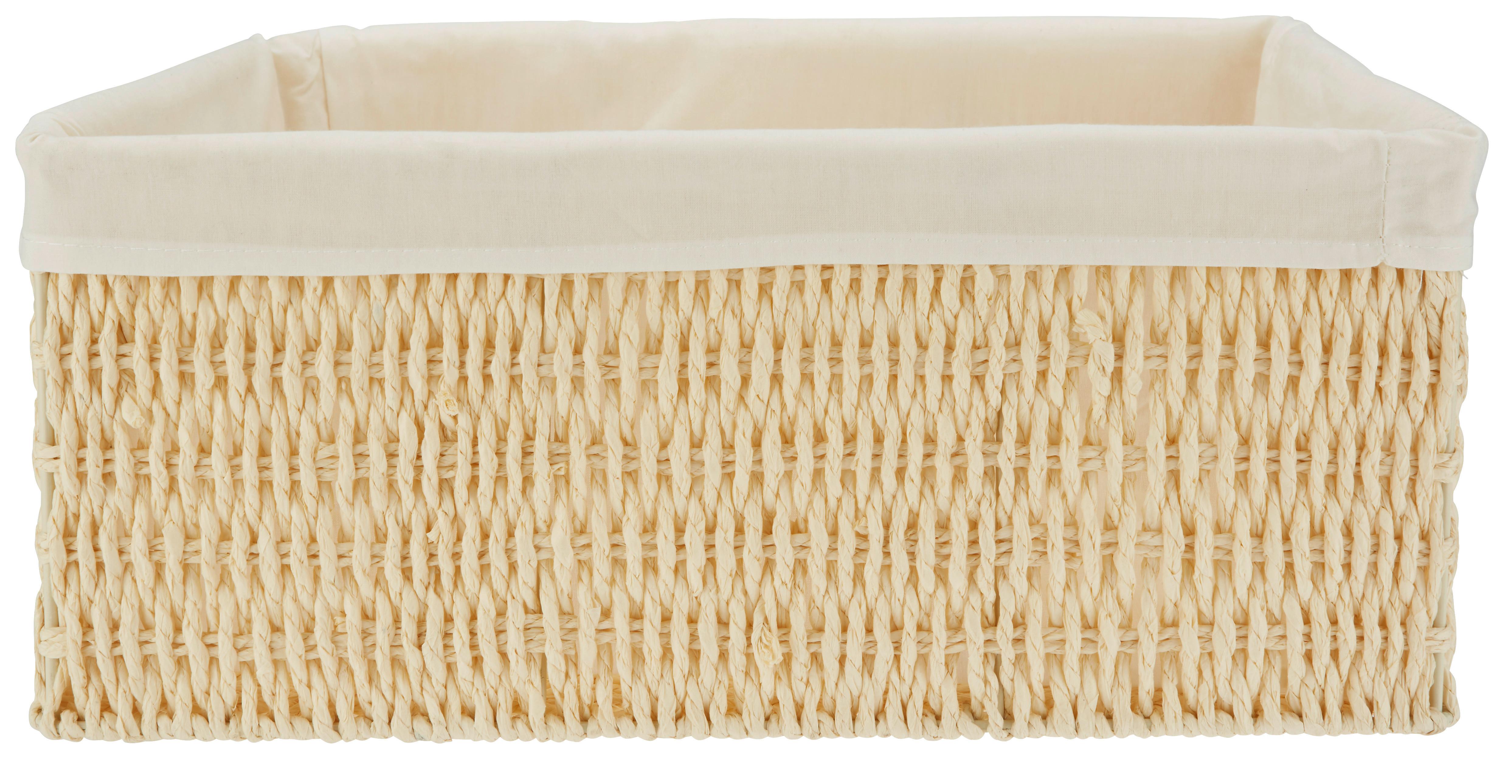 Korb Sally XL Natur/Weiß - Naturfarben/Weiß, Papier/Textil (40/31/17cm) - Mömax
