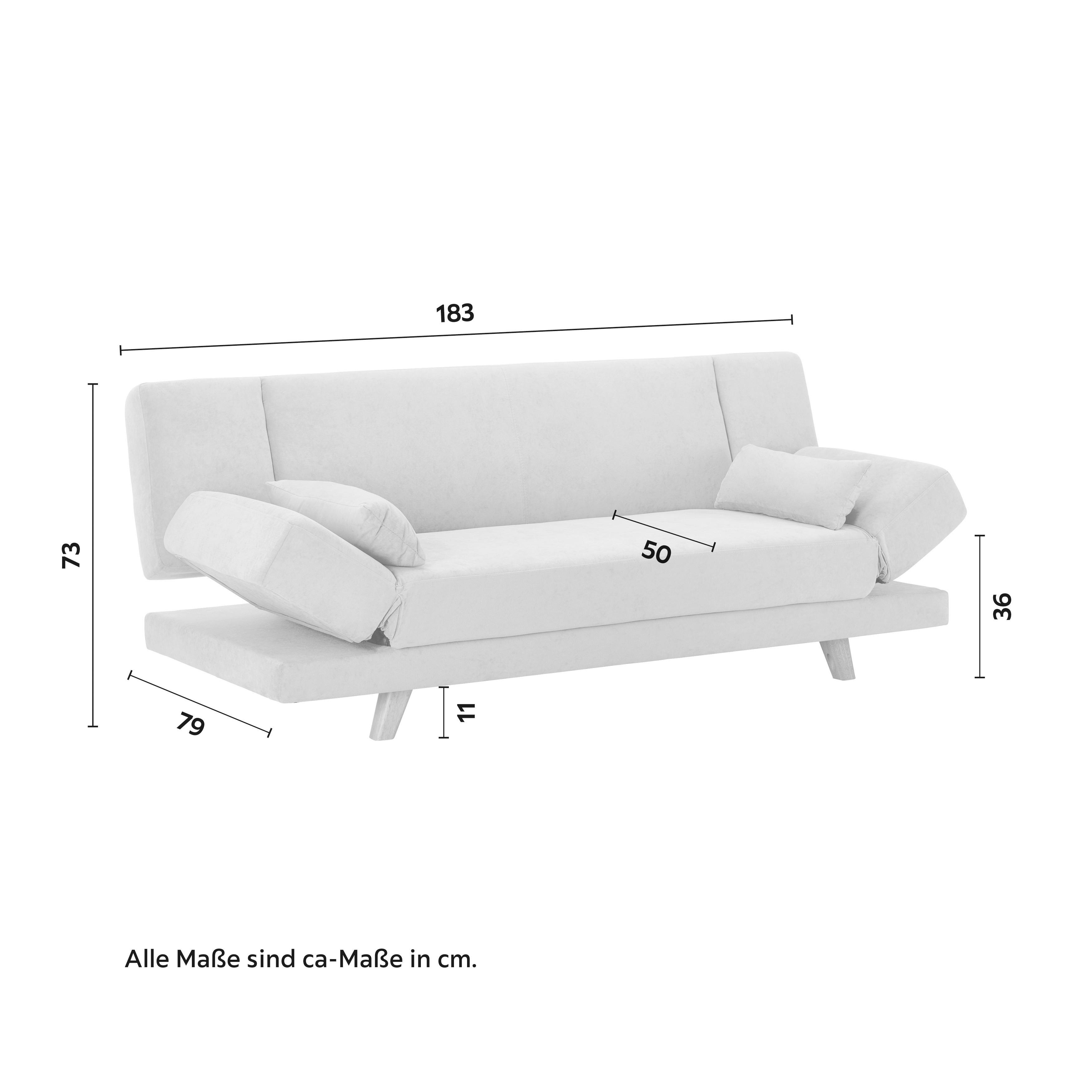 BÄDDSOFFA FUNKY - beige/lerfärgad, Modern, trä/textil (183/73/79cm) - Bessagi Home