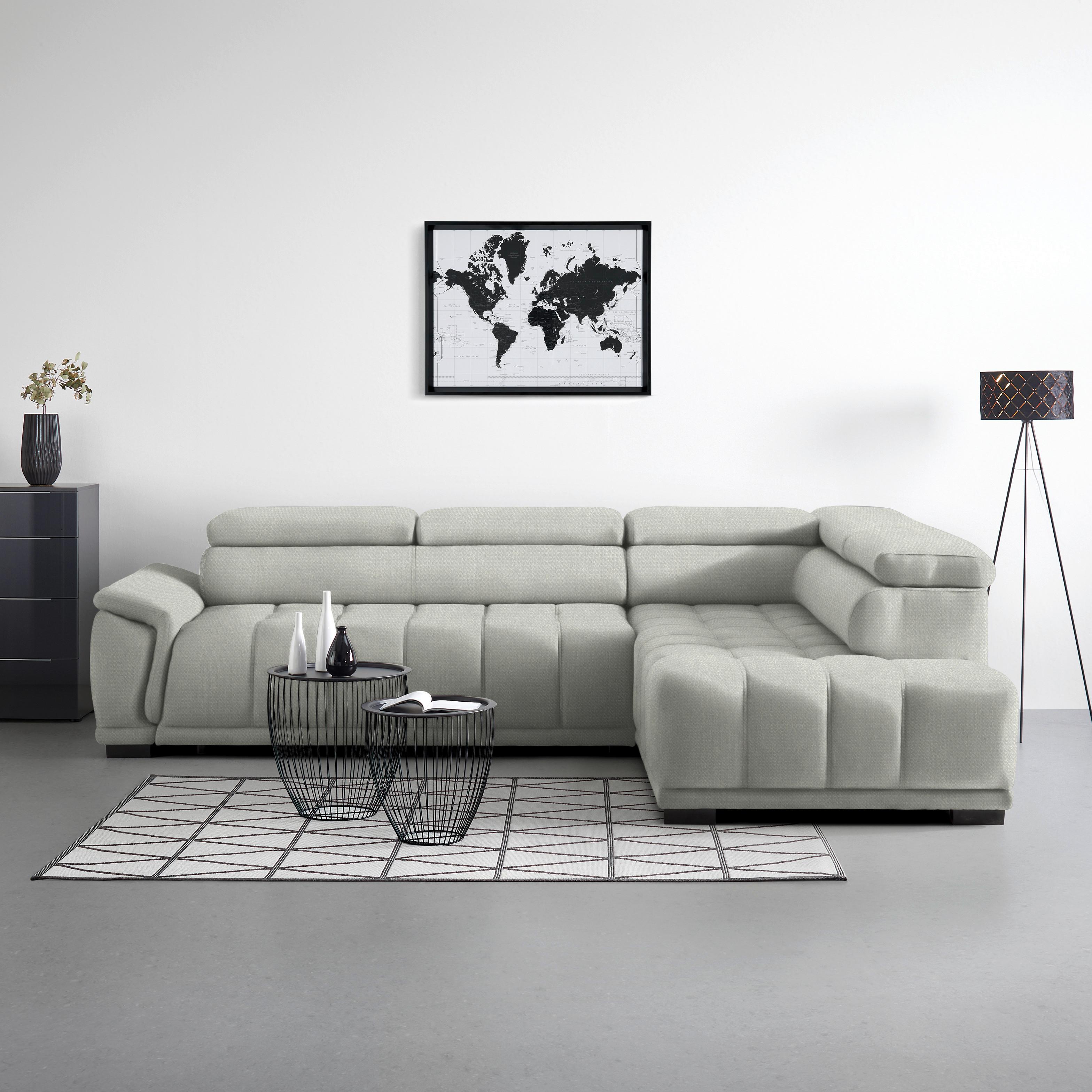 Ecksofa Gremoi Rechts Sandfarben - Sandfarben/Schwarz, MODERN, Kunststoff/Textil (283/206cm) - Premium Living