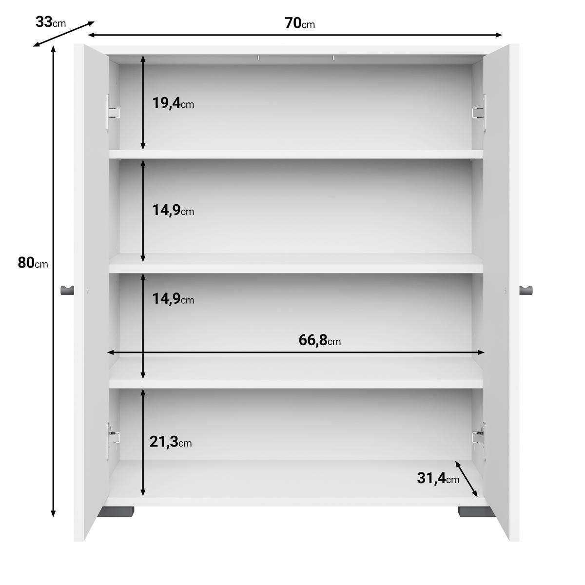 Omara Za Čevlje Dino, Bela - črna/bela, Basics, kovina/umetna masa (70/80/33cm) - P & B