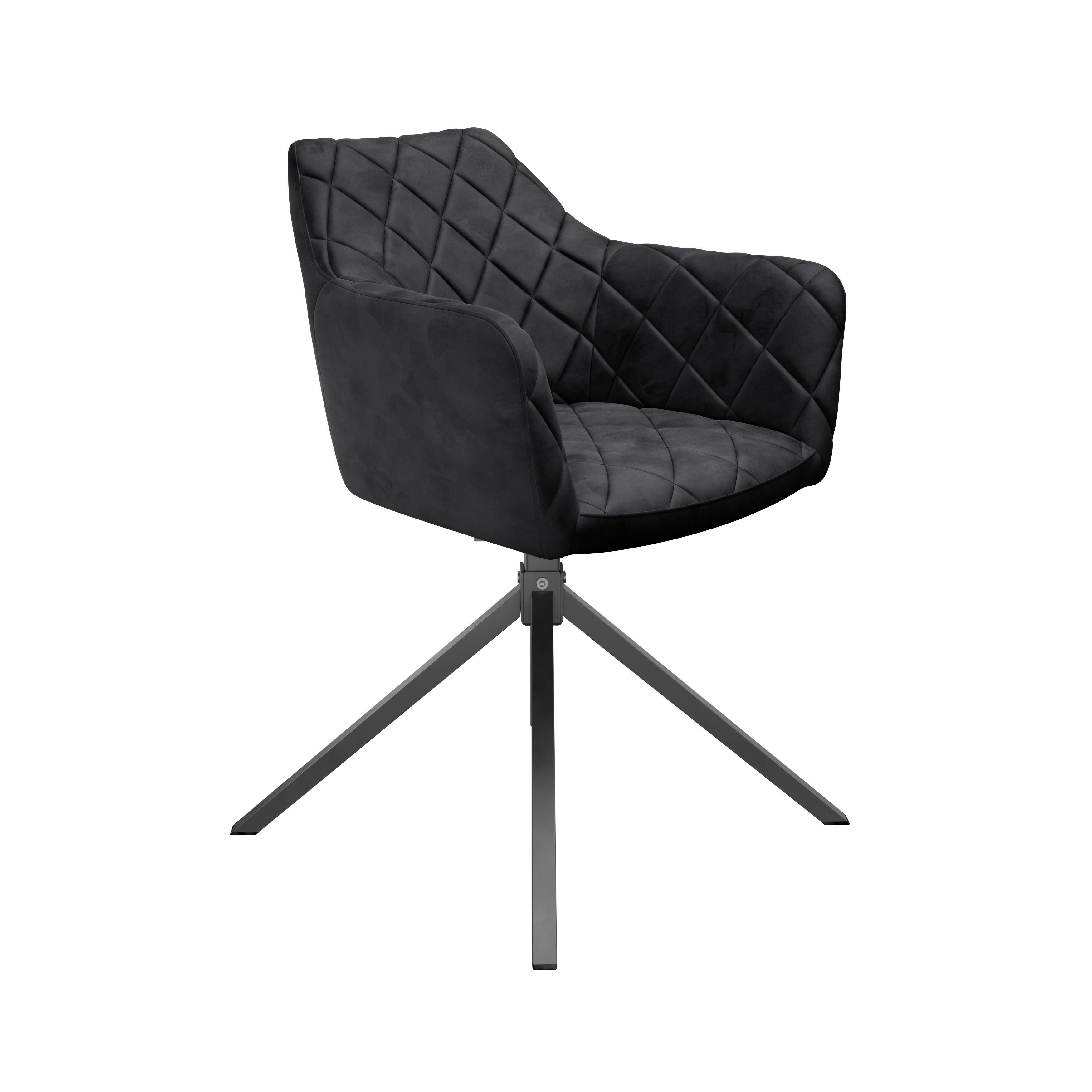 Stol Patti, Antracit, Vrtljiv - črna/antracit, Konvencionalno, kovina/tekstil (58/81/54cm)
