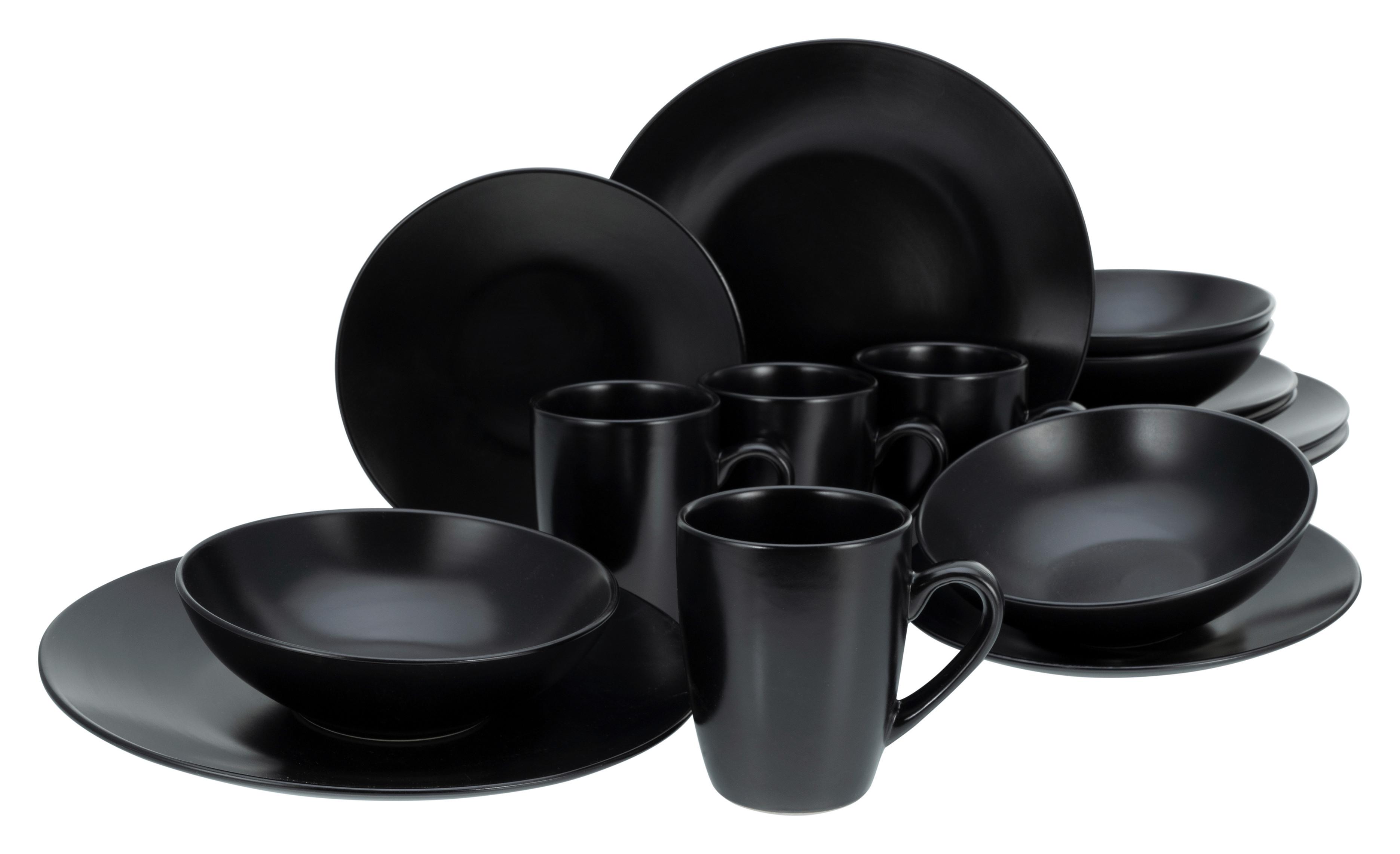 Kombinirani Servis Black Matt, 16-Delni - črna, Trend, keramika - Creatable