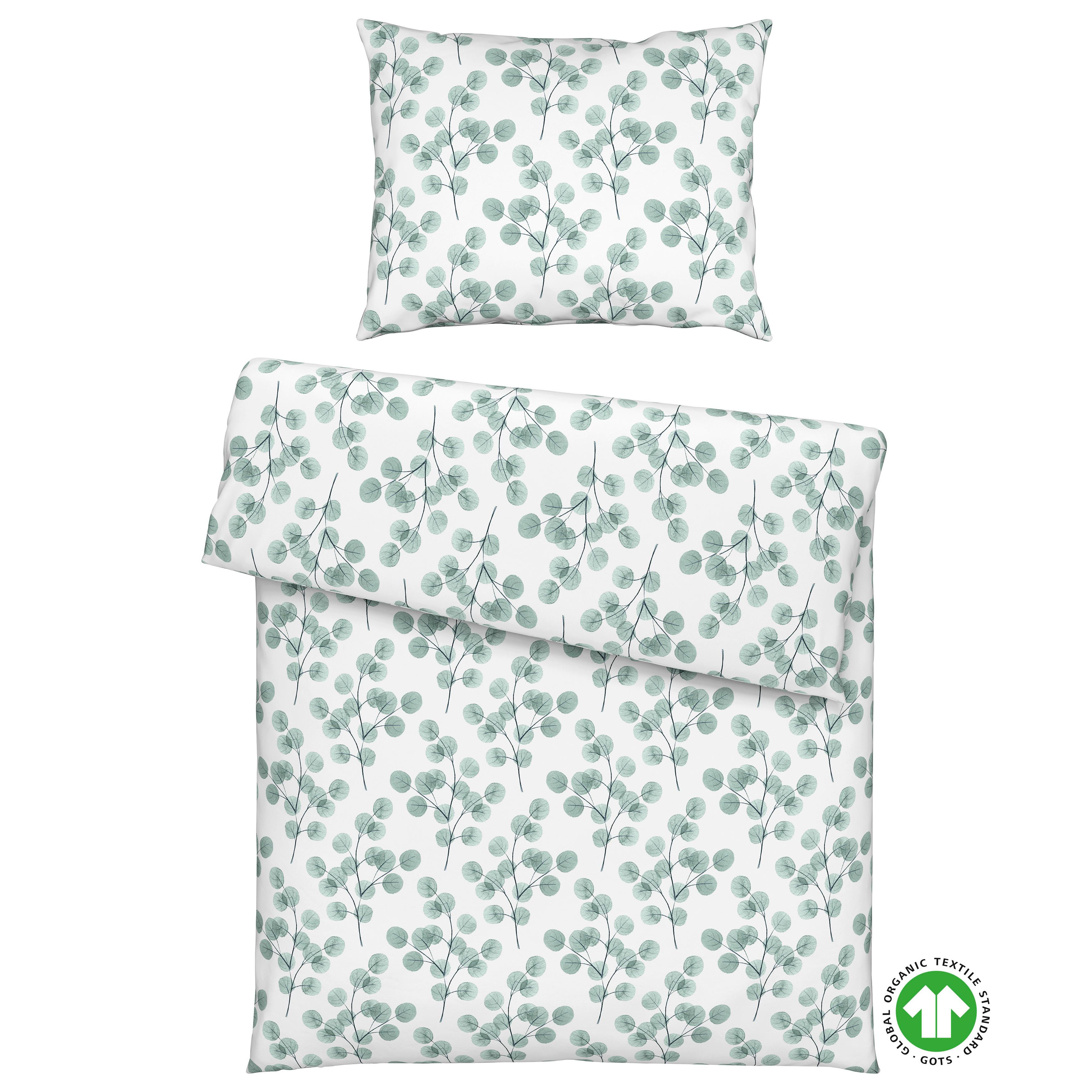 Bettwäsche Bio-Anna Design Weiß/Jadegrün ca. 140x200cm - Jadegrün/Weiß, Natur, Textil (140/200cm) - ecoTree