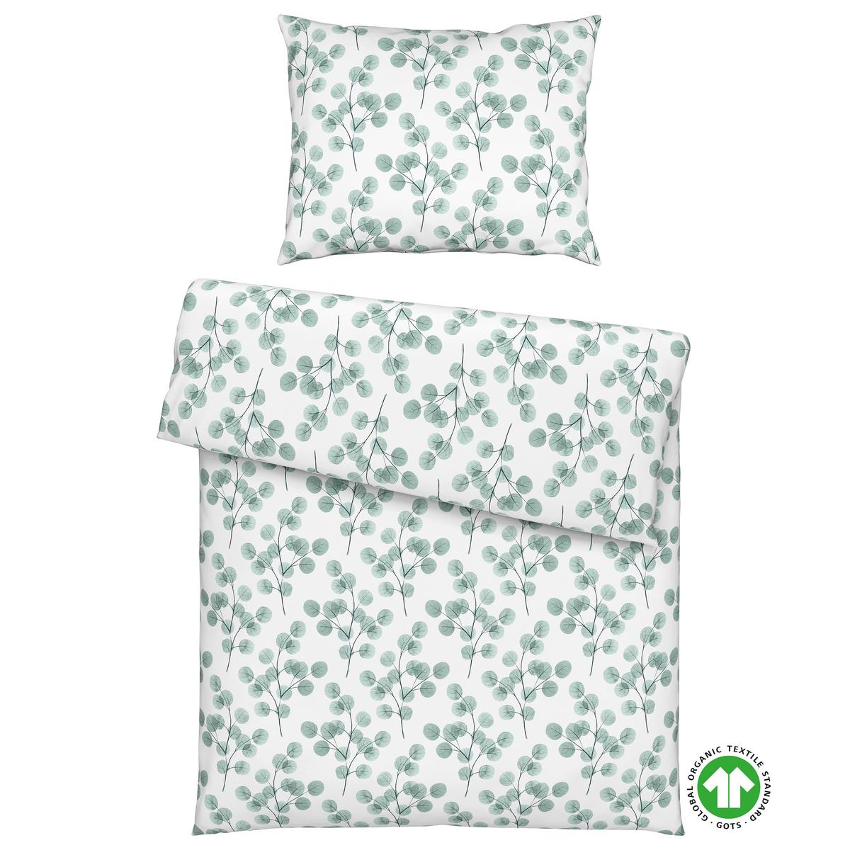 Bettwäsche Bio-Anna Design Weiß/Jadegrün ca. 140x200cm - Jadegrün/Weiß, Natur, Textil (140/200cm) - ecoTree