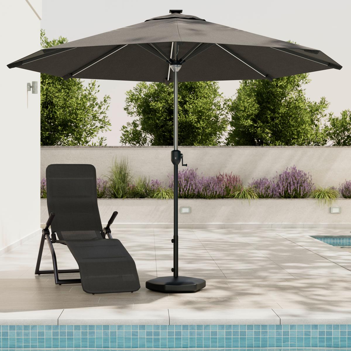 Sonnenschirm Gabi Dunkelgrau ca. 300x238x300cm - Dunkelgrau/Grau, MODERN, Textil/Metall (300/238/300cm) - Mömax