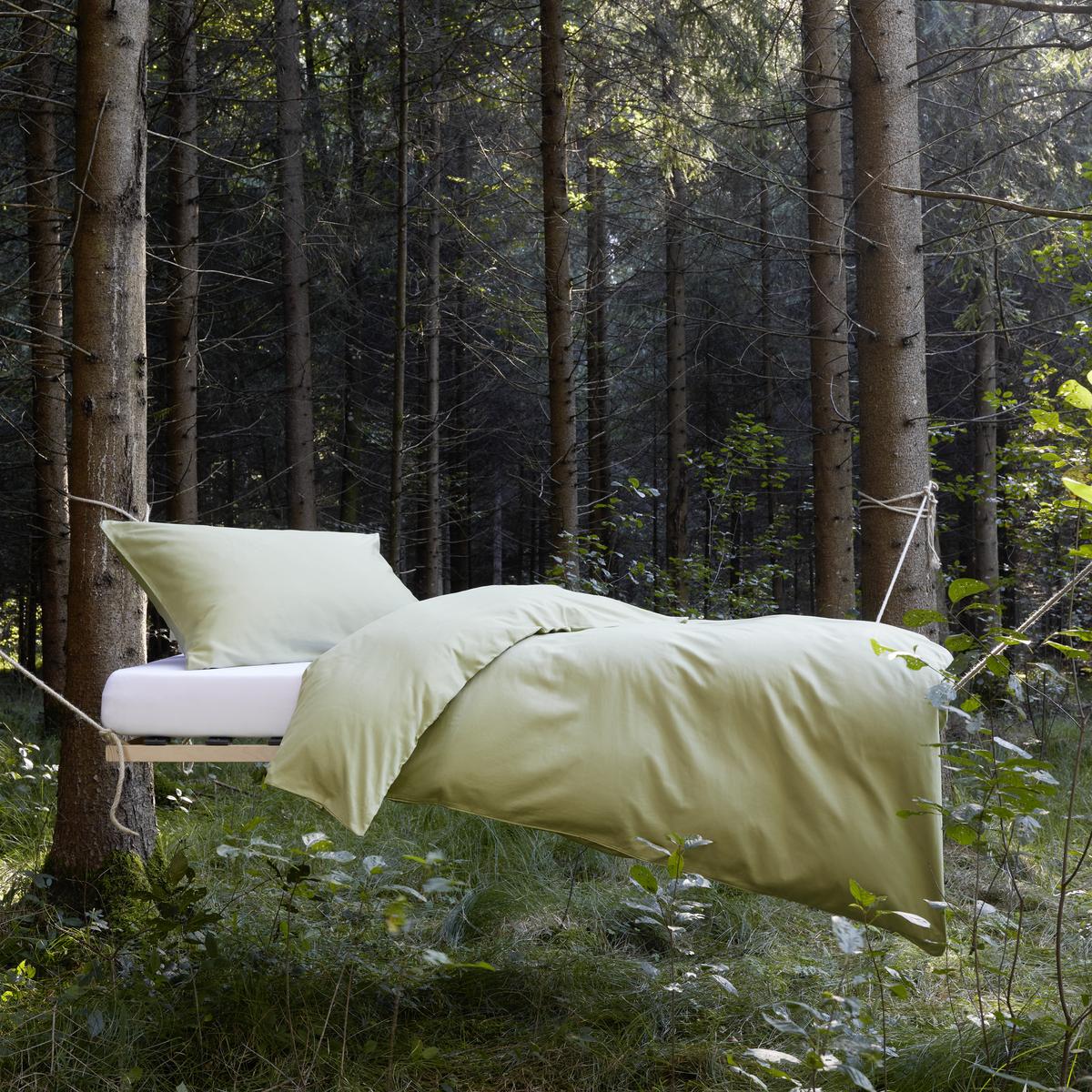Bettwäsche Bio-Eva in Olivgrün ca. 135x200cm - Olivgrün, MODERN, Textil (135/200cm) - ecoTree