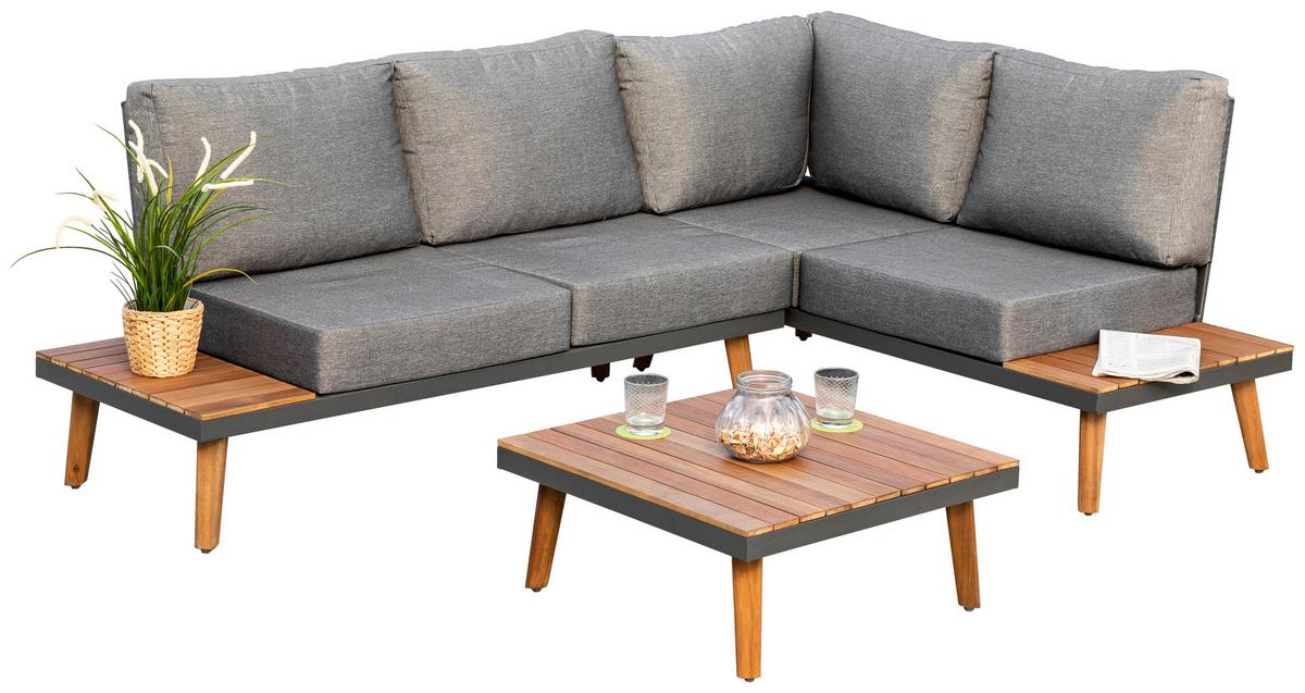 Lounge Garnitura Attika, Masivno - siva/barve grafita, Konvencionalno, kovina/tekstil (211/28/152,5cm) - Gardenson