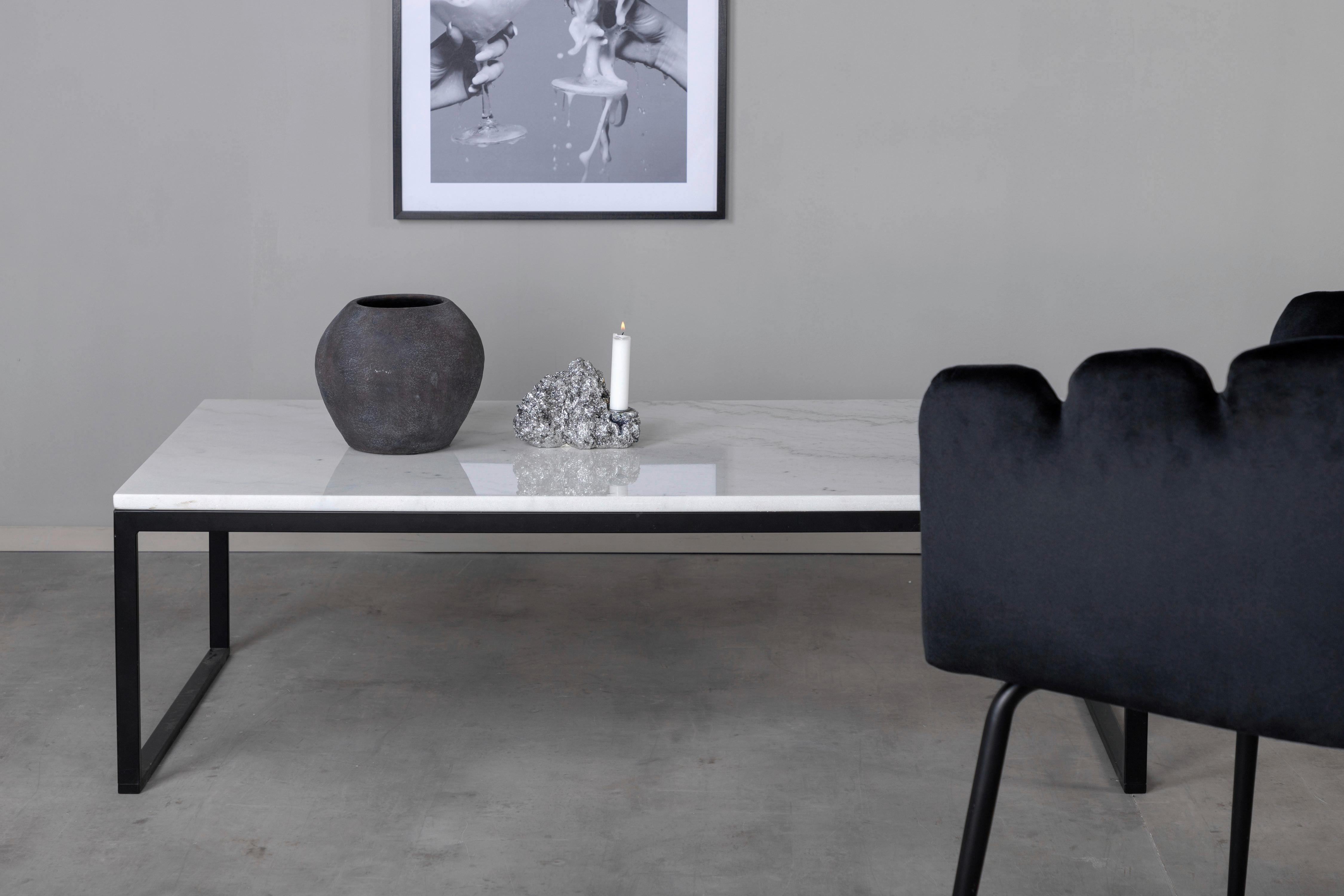 COUCHTISCH ESTELLE - Schwarz/Weiß, Design, Stein/Metall (120/60/36cm) - Livetastic