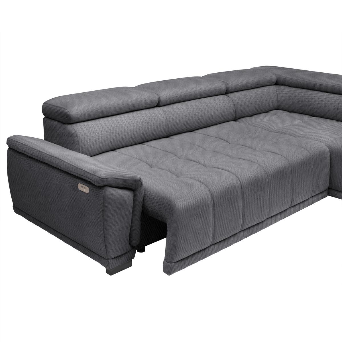 Ecksofa Gremio Rechts Blaugrau - Blaugrau/Schwarz, MODERN, Kunststoff/Textil (283-206/77-100/106cm) - Premium Living