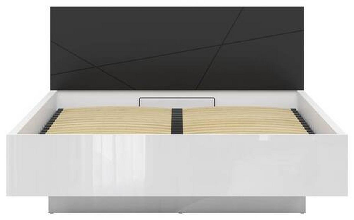 Bett Forn ca. 160x200 cm Schwarz/Weiß - Weiß Hochglanz/Schwarz, MODERN, Holzwerkstoff (160/200cm) - MID.YOU