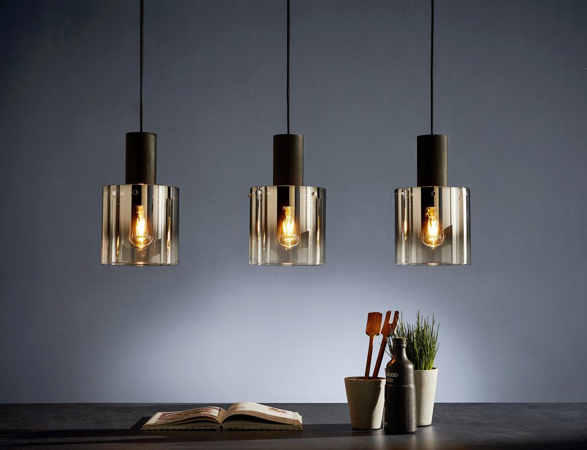 LAMPA WISZĄCA 99185A10 ALESUND AMBER - kolor bursztynowy, Design, metal/szkło (90/20/120cm) - Dieter Knoll