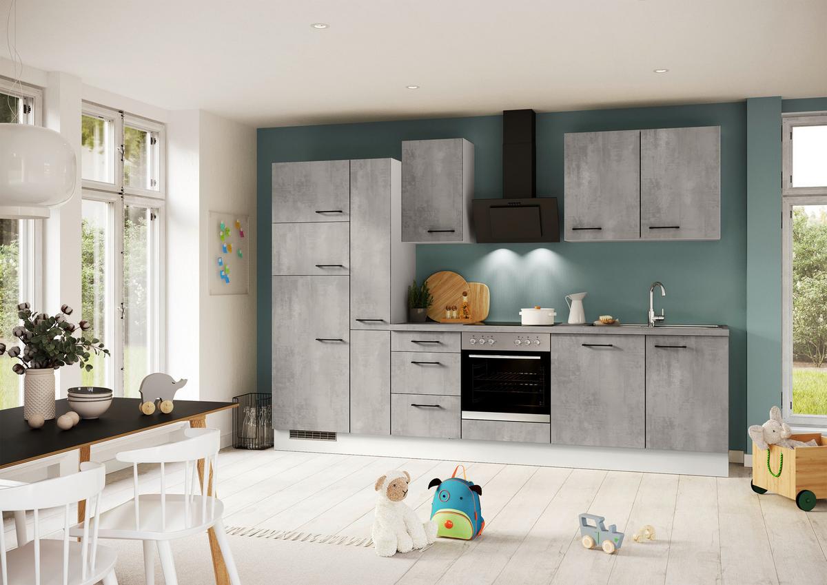 Küchenblock IBZ ohne Geräte ca. 310 cm Grau - Schwarz/Weiß, Design, Holzwerkstoff/Metall (310cm) - Impuls