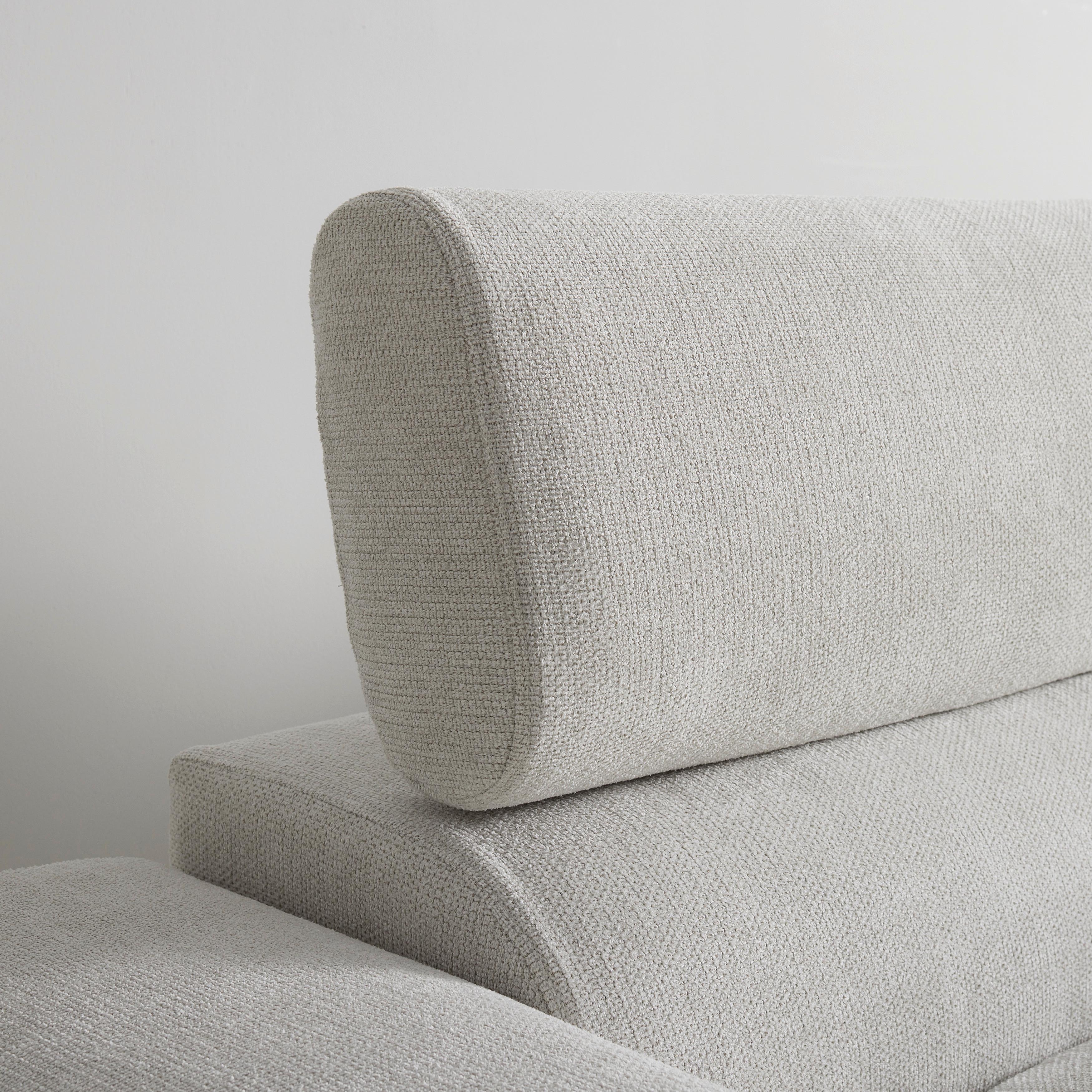 Wohnlandschaft Emely Beige Webstoff - Edelstahlfarben/Creme, MODERN, Holz/Textil (267/70/195cm) - Bessagi Home