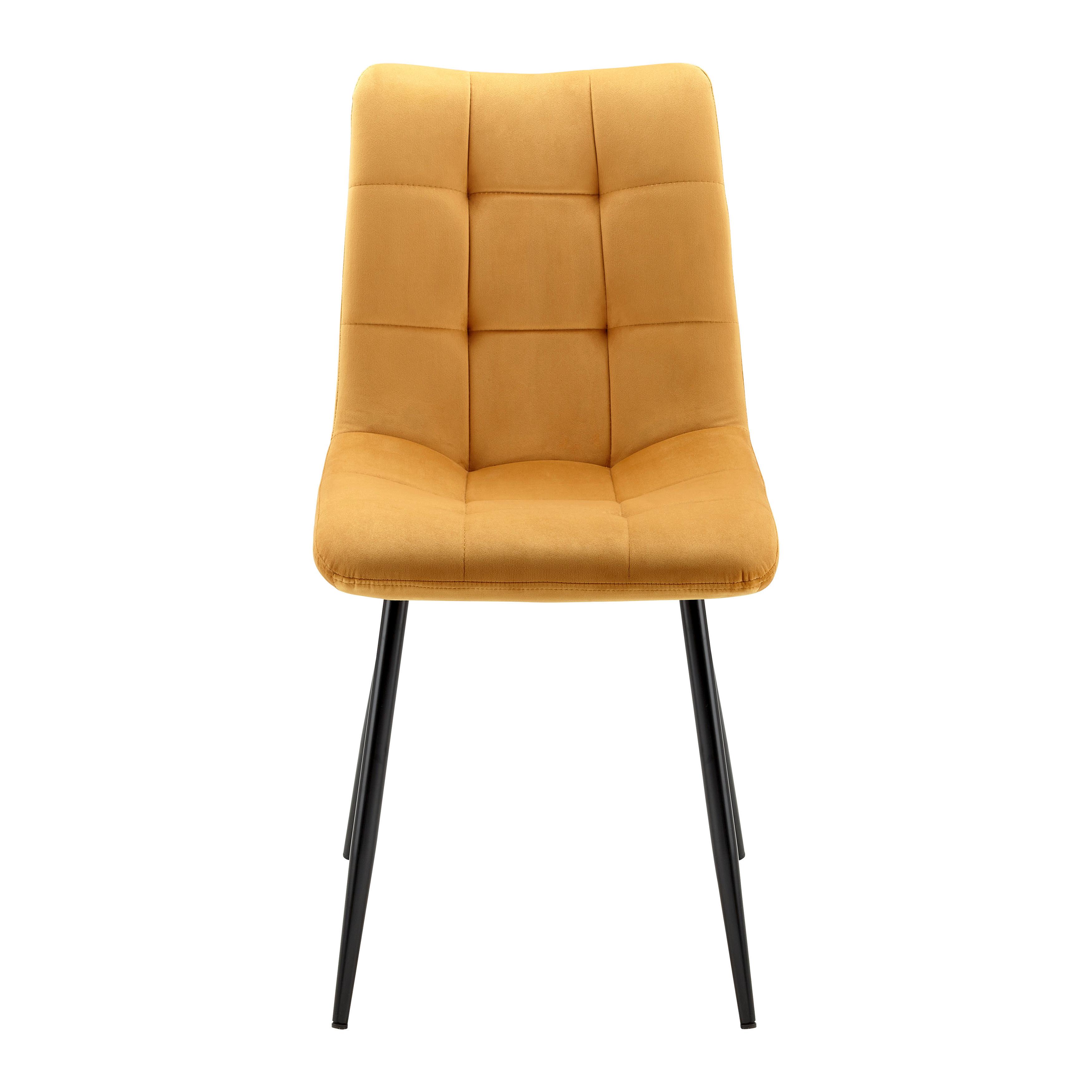Stuhl "Suri", Samtbezug, gelb, Gepolstert - Gelb/Schwarz, MODERN, Holz/Textil (46/87/59cm) - Bessagi Home