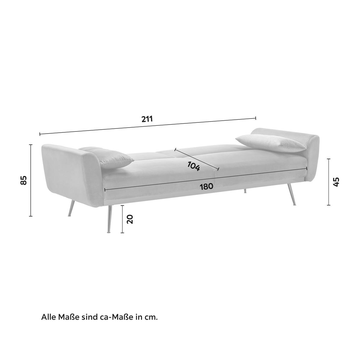 Schlafsofa Guilia Grau Samt - Grau/Kupferfarben, MODERN, Holz/Textil (211/85/83cm) - Bessagi Home