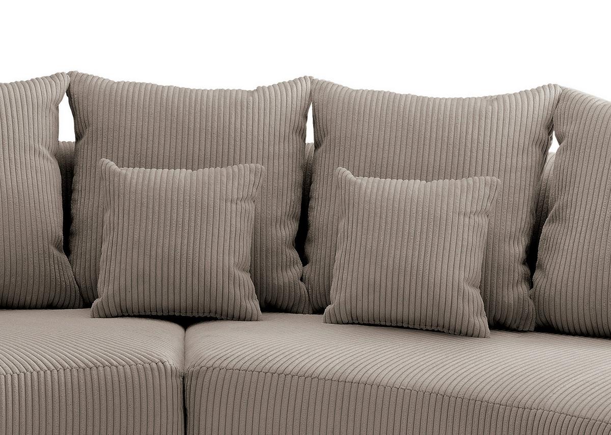 Wohnlandschaft Limoncello m. Hocker ca. 300x160cm Graubraun - Graubraun/Schwarz, Design, Kunststoff/Textil (300/160cm) - Livetastic