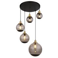 Hängeleuchte Potter Schwarz max. 40 Watt - Messingfarben/Schwarz, Design, Glas/Kunststoff (65/150cm) - Globo